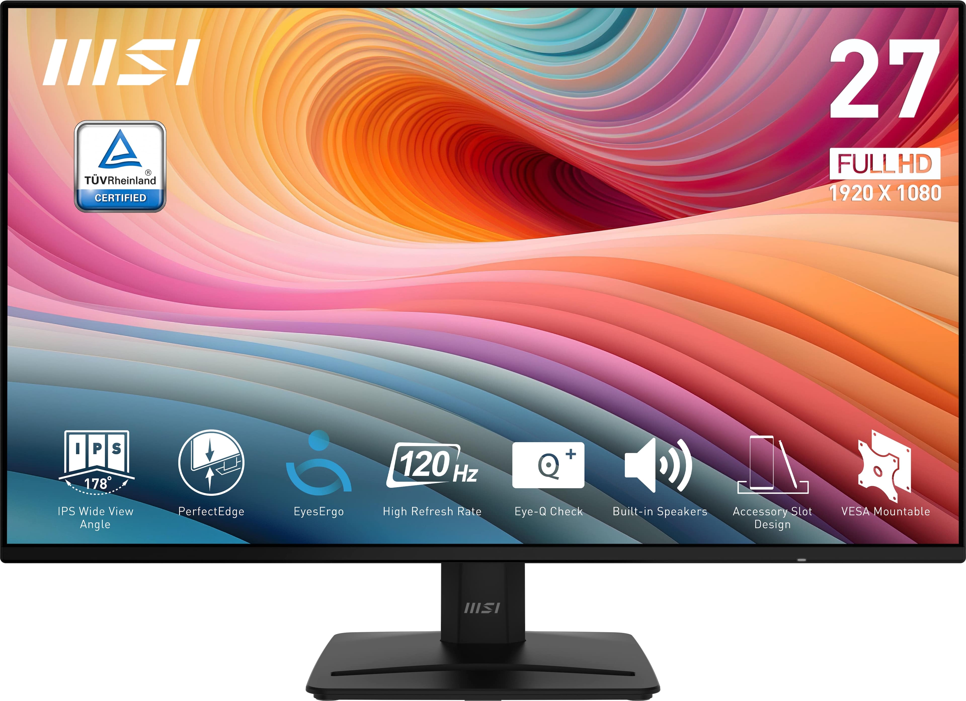 MSI - PRO MP271A E2 27" FHD 120Hz 1ms Adaptive Sync Monitor with HDR ready ,Built-in Speakers (DisplayPort, HDMI ) - Matte B…