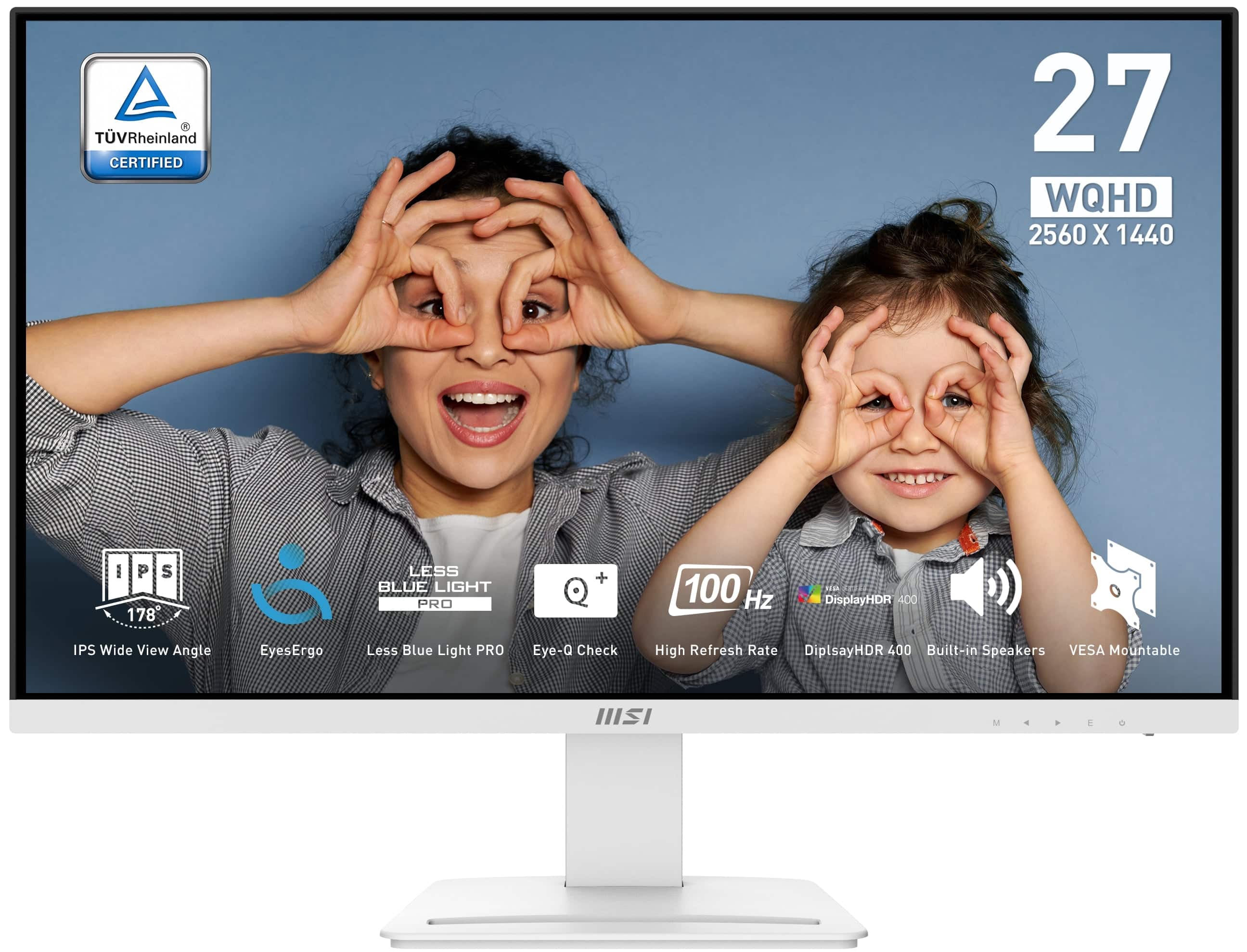 MSI - PRO MP273QW E2 27" QHD 100Hz 1ms Adaptive Sync Monitor with built-in speaker (DisplayPort, HDMI) - White product image