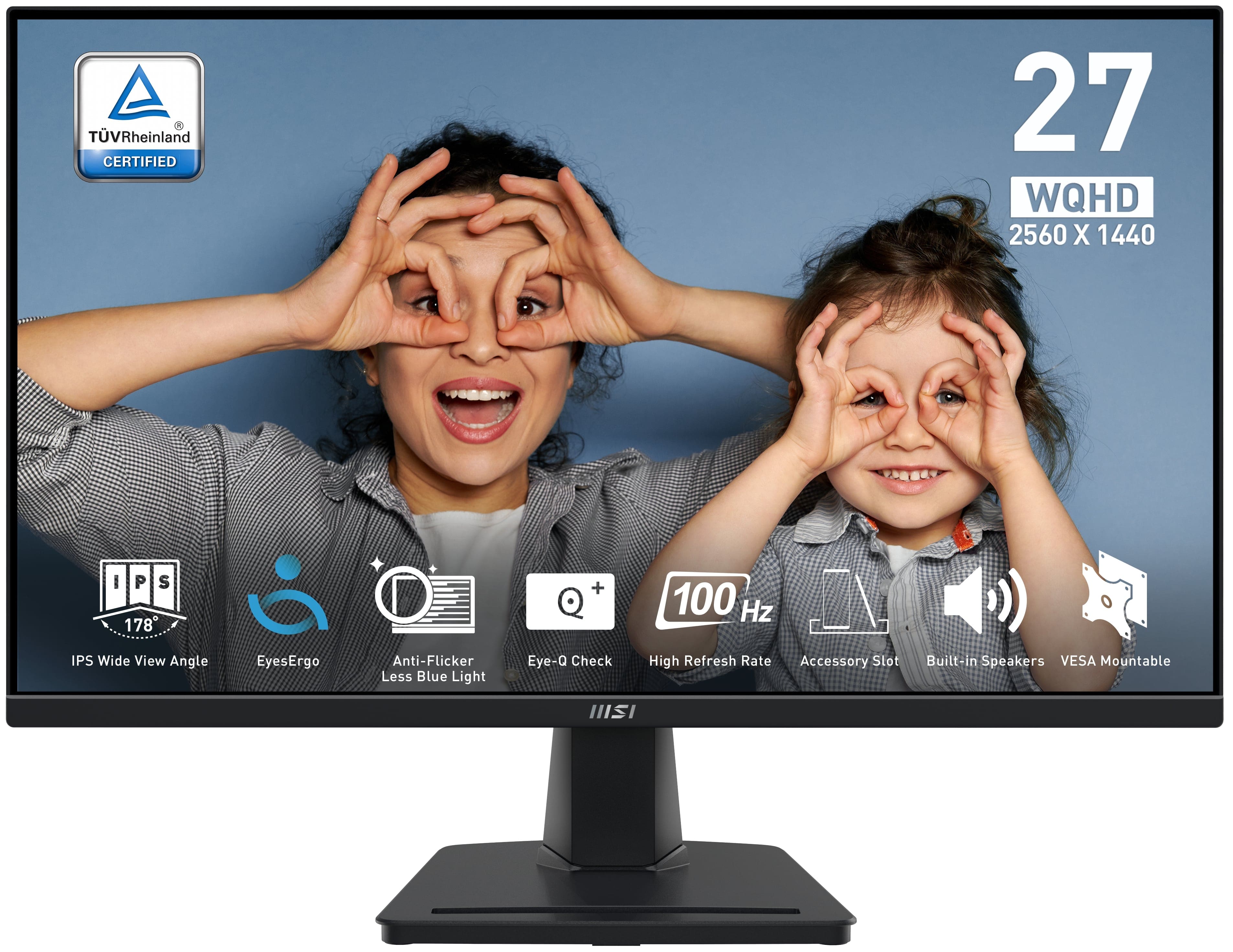 MSI - PRO MP275Q 27" QHD 100Hz 1ms Adaptive Sync Monitor with built-in speaker (DisplayPort, HDMI, ) - Black product image