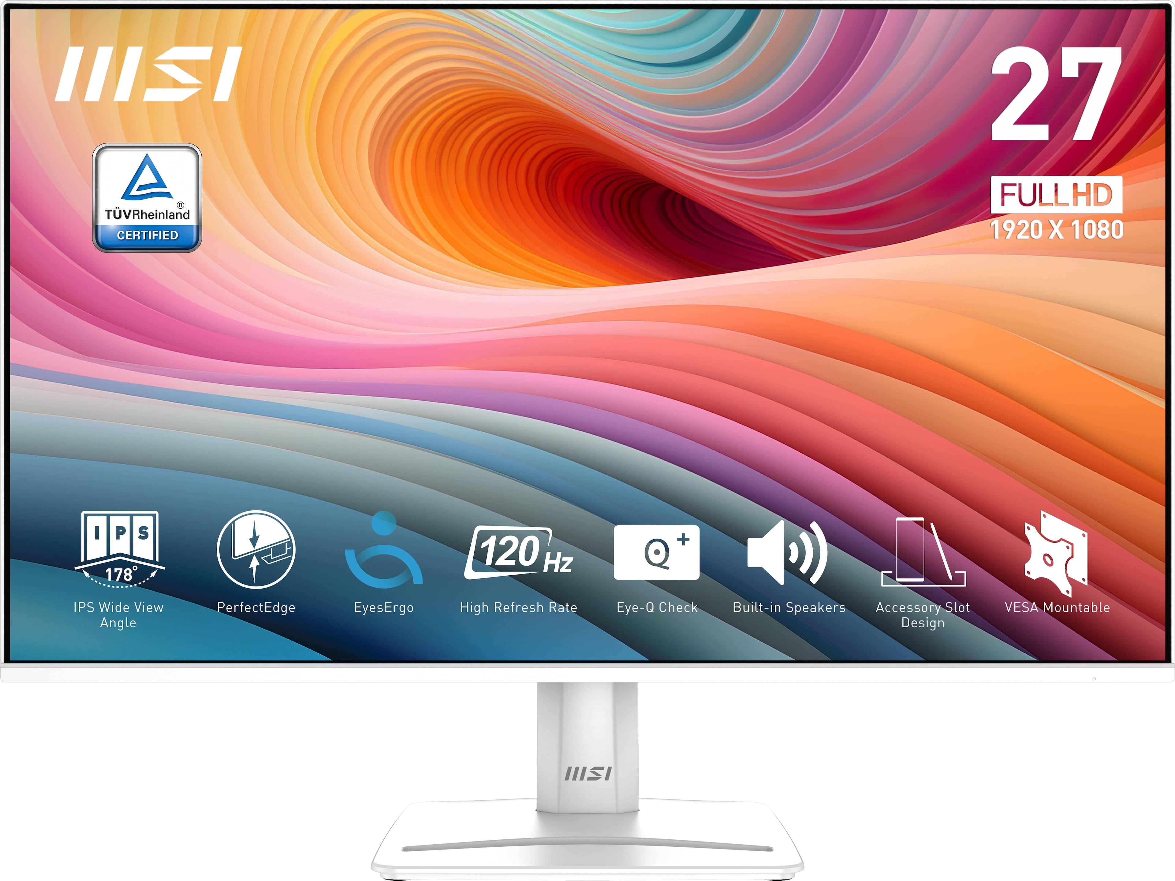 MSI - PRO MP275W E2 27" FHD 120Hz 1ms Adaptive Sync Monitor with HDR ready ,Built-in Speakers (DisplayPort, HDMI ) - Matte W…