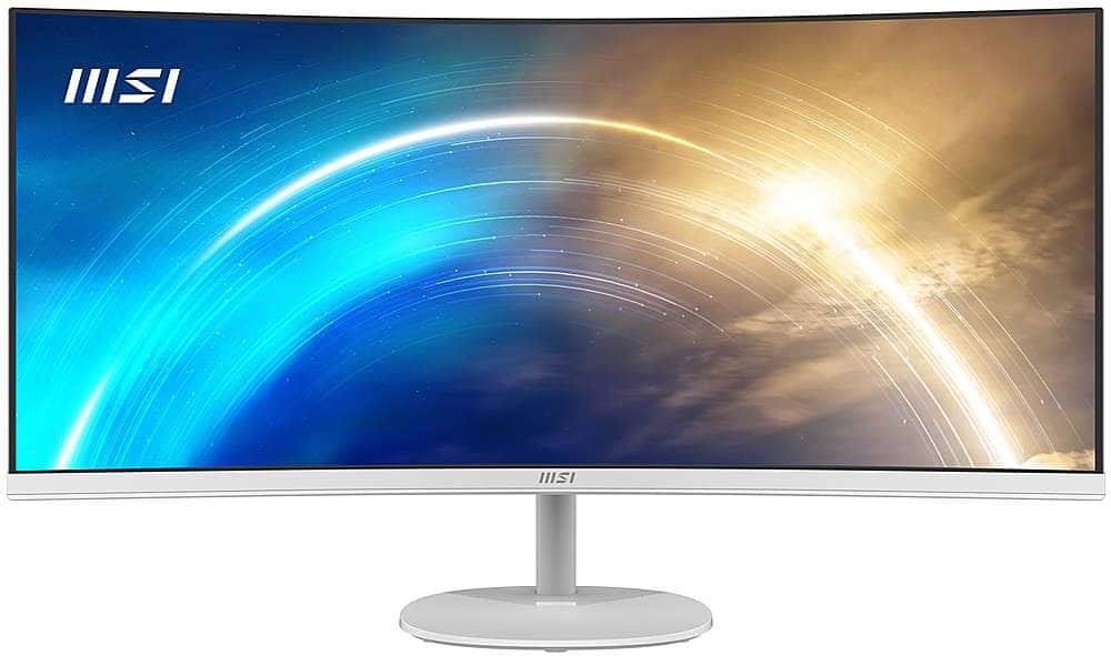 MSI - Pro MP341CQW 34" Curved UWQHD 100Hz 1ms FreeSync Monitor ,Built-in Speakers (DisplayPort, HDMI, ) - Matte White produc…