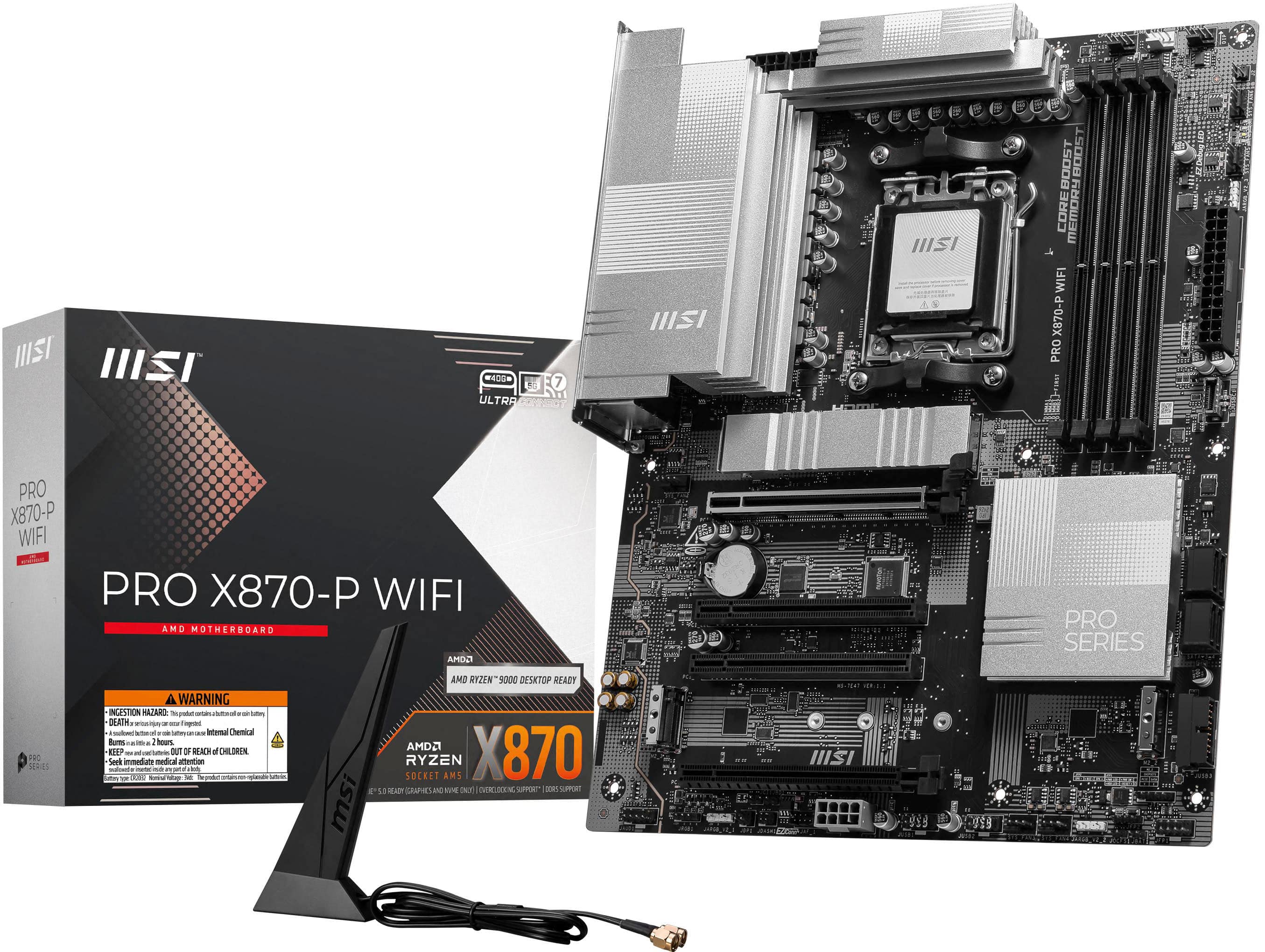MSI - PRO X870-P WIFI (Socket AM5) AMD X870 ATX DDR5 Wi-Fi 7 Motherboard - Black product image