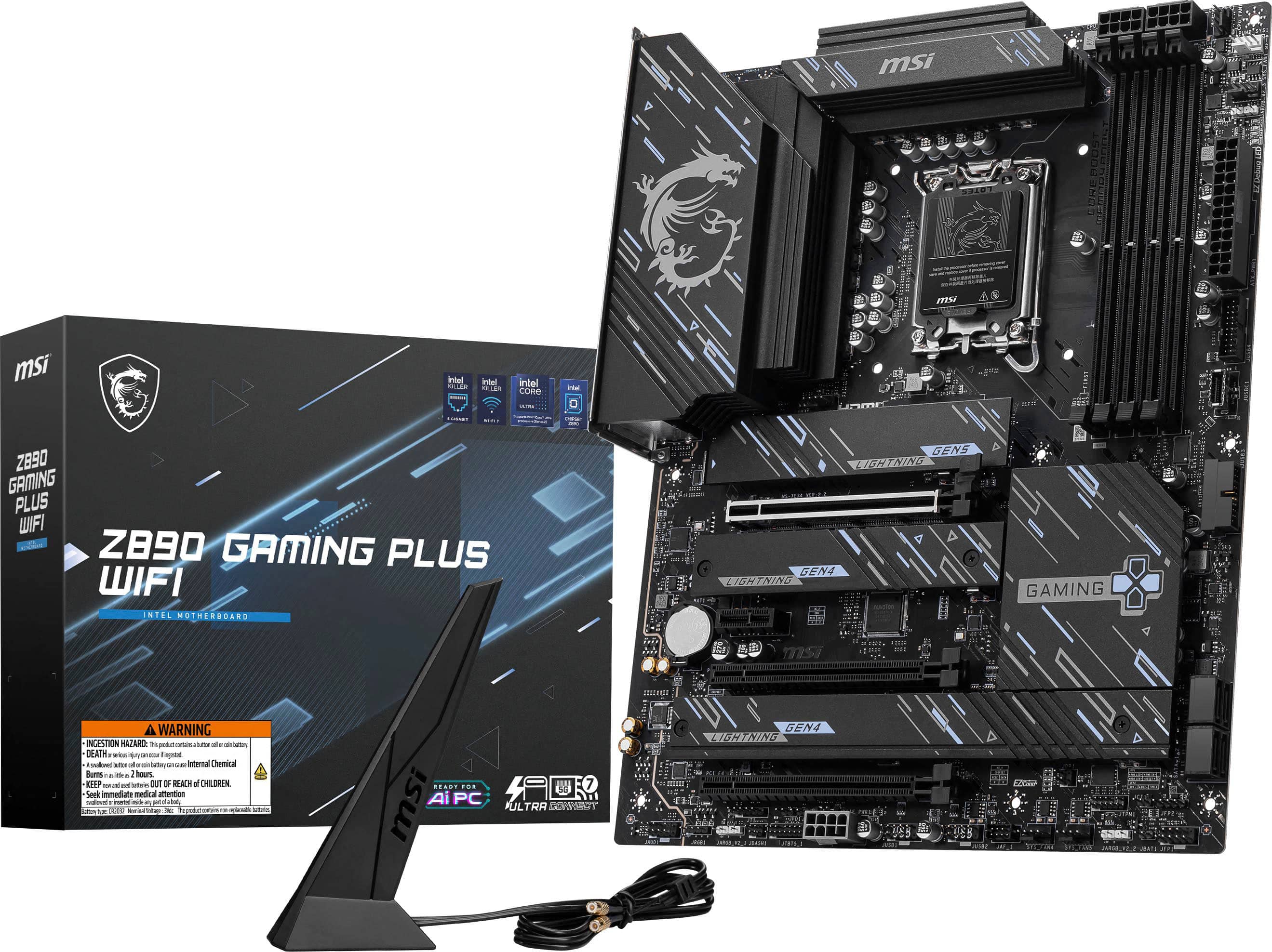 MSI - Z890 GAMING PLUS WIFI (Socket LGA 1851) Intel Z890 ATX DDR5 Wi-Fi 7 Motherboard - Black product image