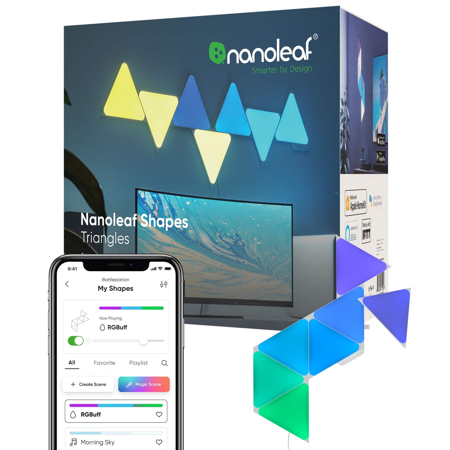 Nanoleaf - Shapes Triangles Smarter Kit (7 Panels) - Multicolor product image