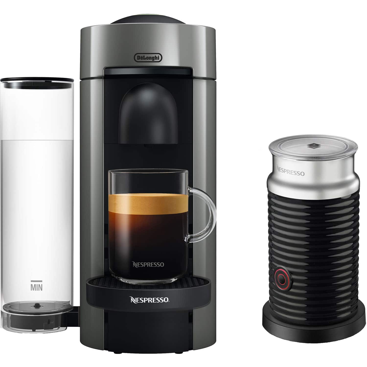 Nespresso - VertuoPlus Coffee & Espresso Single-Serve Machine and Aeroccino Milk Frother in Black - Gray product image
