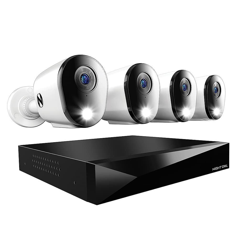 Night Owl - 12 Channel 4 Camera Indoor/Outdoor Wired 2K 2TB DVR Security System with 2-way Audio - White product image