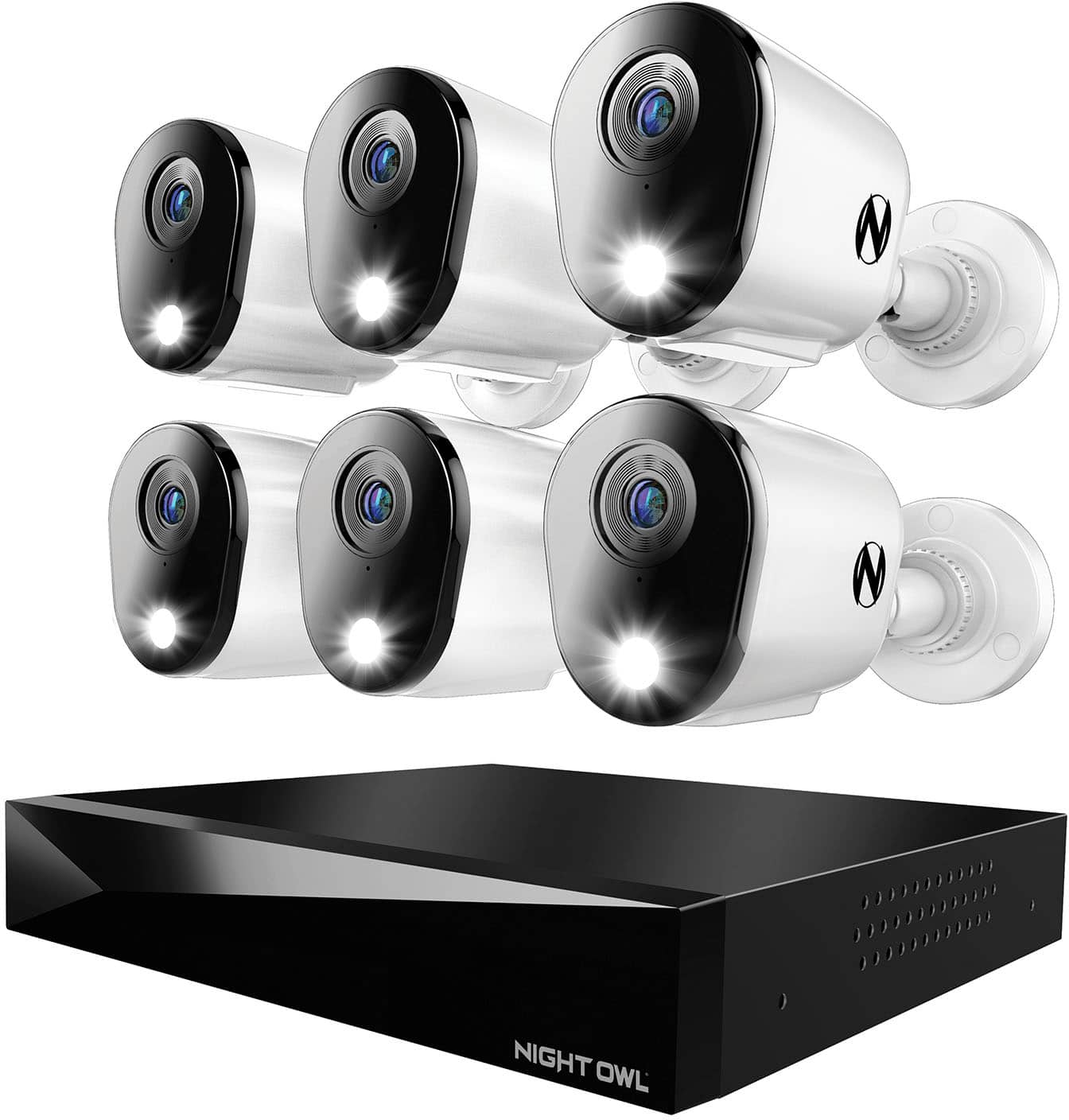 Night Owl - 12 Channel 6 Camera Wired 4K 2TB DVR Security System - White product image