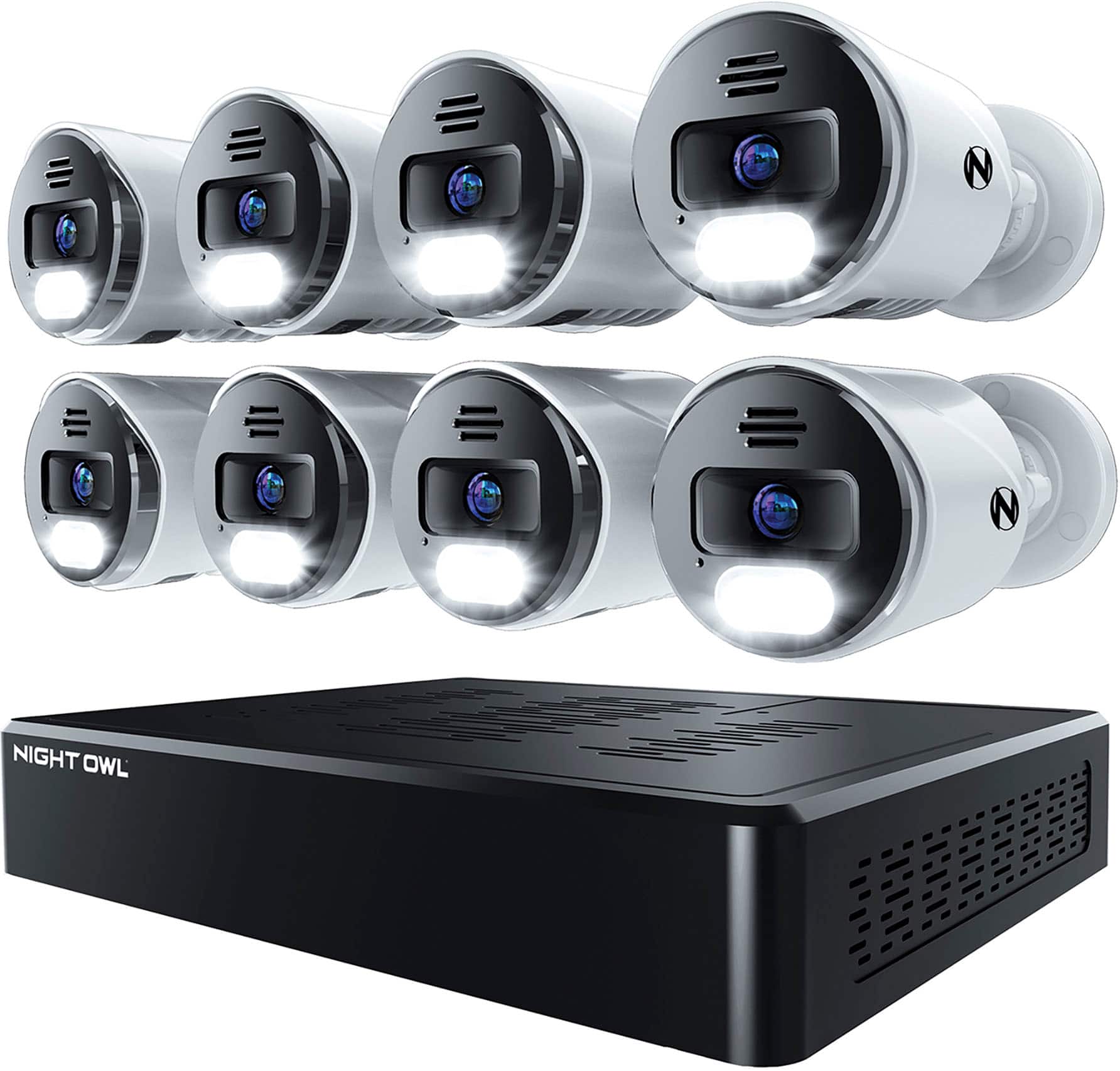 Night Owl - 12-Channel, 8-Camera Indoor/Outdoor Wired IP 4K 2TB NVR Security System - Black and White - Black/White product…