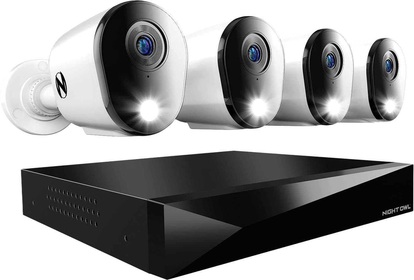 Night Owl - 8 Channel 2K (4MP) DVR with 4 (4MP) Cameras and 2TB Storage, Expandable up to 4 Additional Wi-Fi Cameras - White…