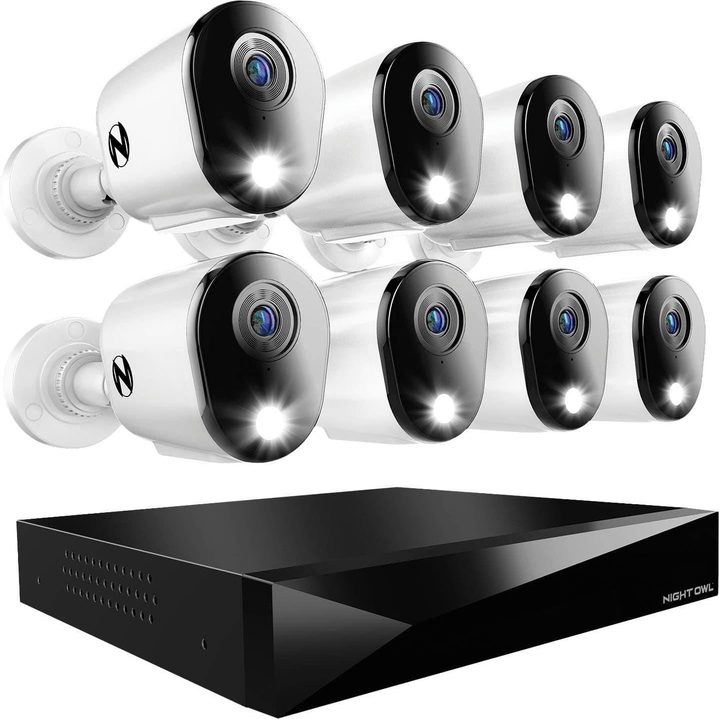 Night Owl - 8 Channel 2K (4MP) DVR with 8 (4MP) Cameras and 2TB Storage, Expandable up to 4 Additional Wi-Fi Cameras - White…