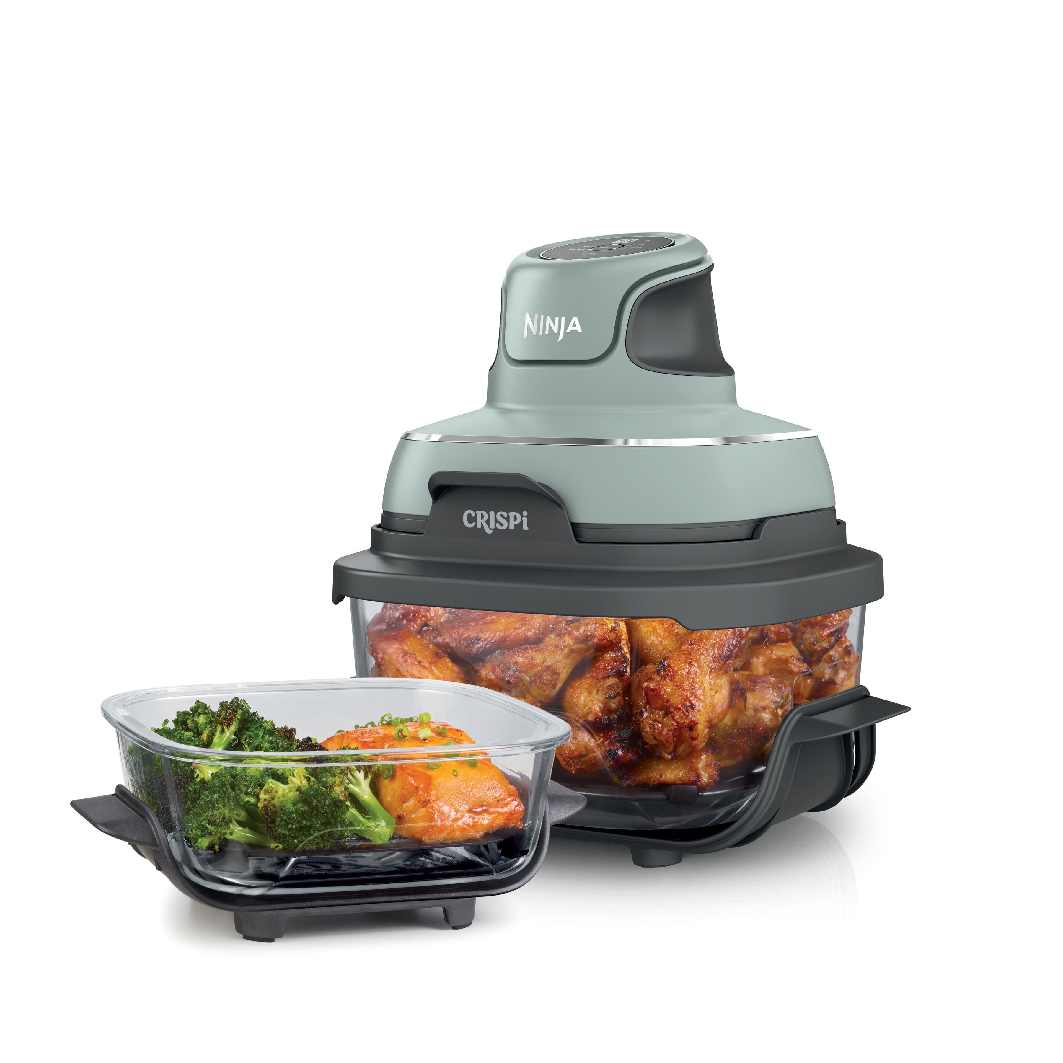 Ninja - Crispi® 4-in-1 Portable Glass Air Fryer Cooking System - Sage Green product image