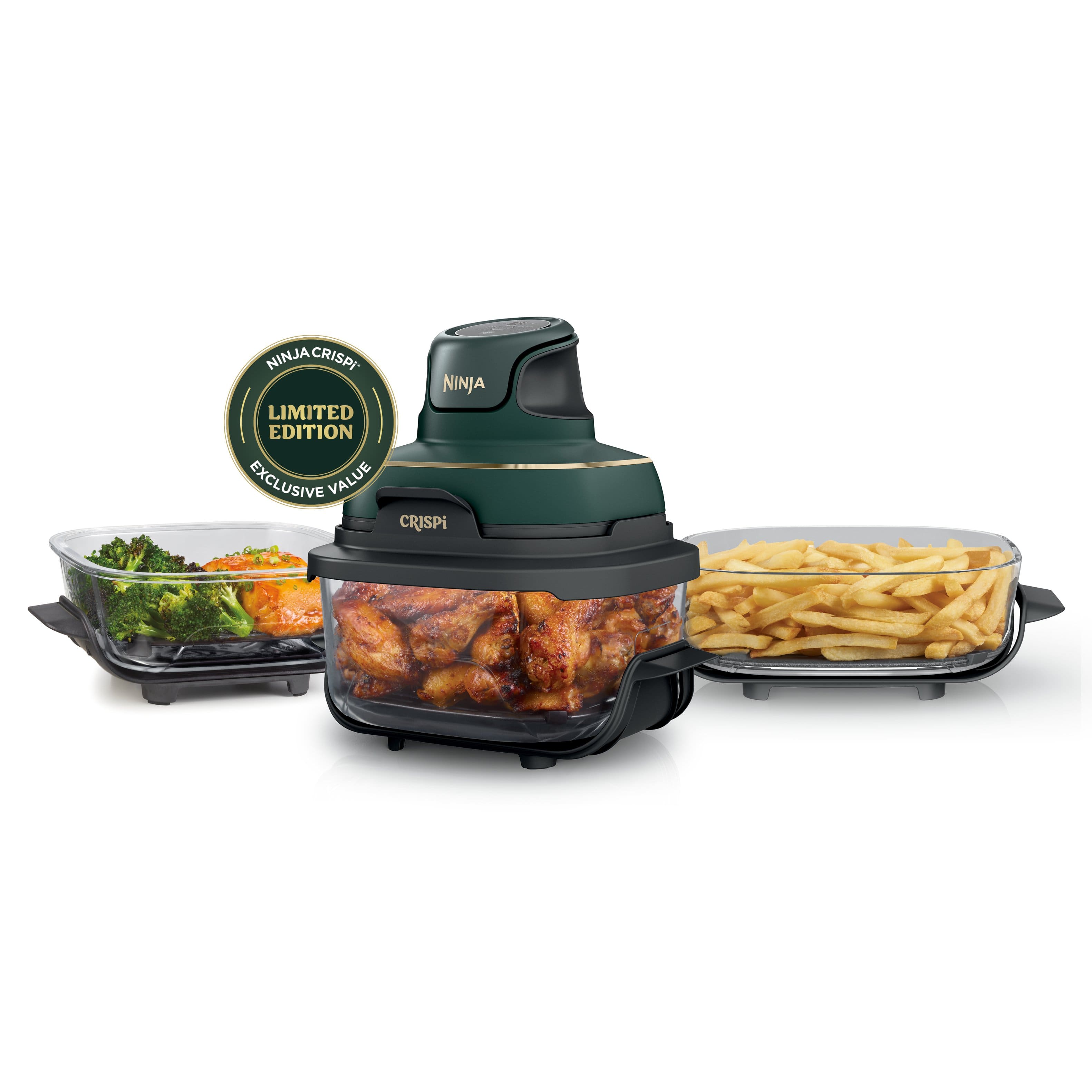 Ninja - Crispi® 5-in-1 Portable Glass Air Fryer Cooking System with 3 Glass Containers, Crisper Plates & Storage Lids - Brit…