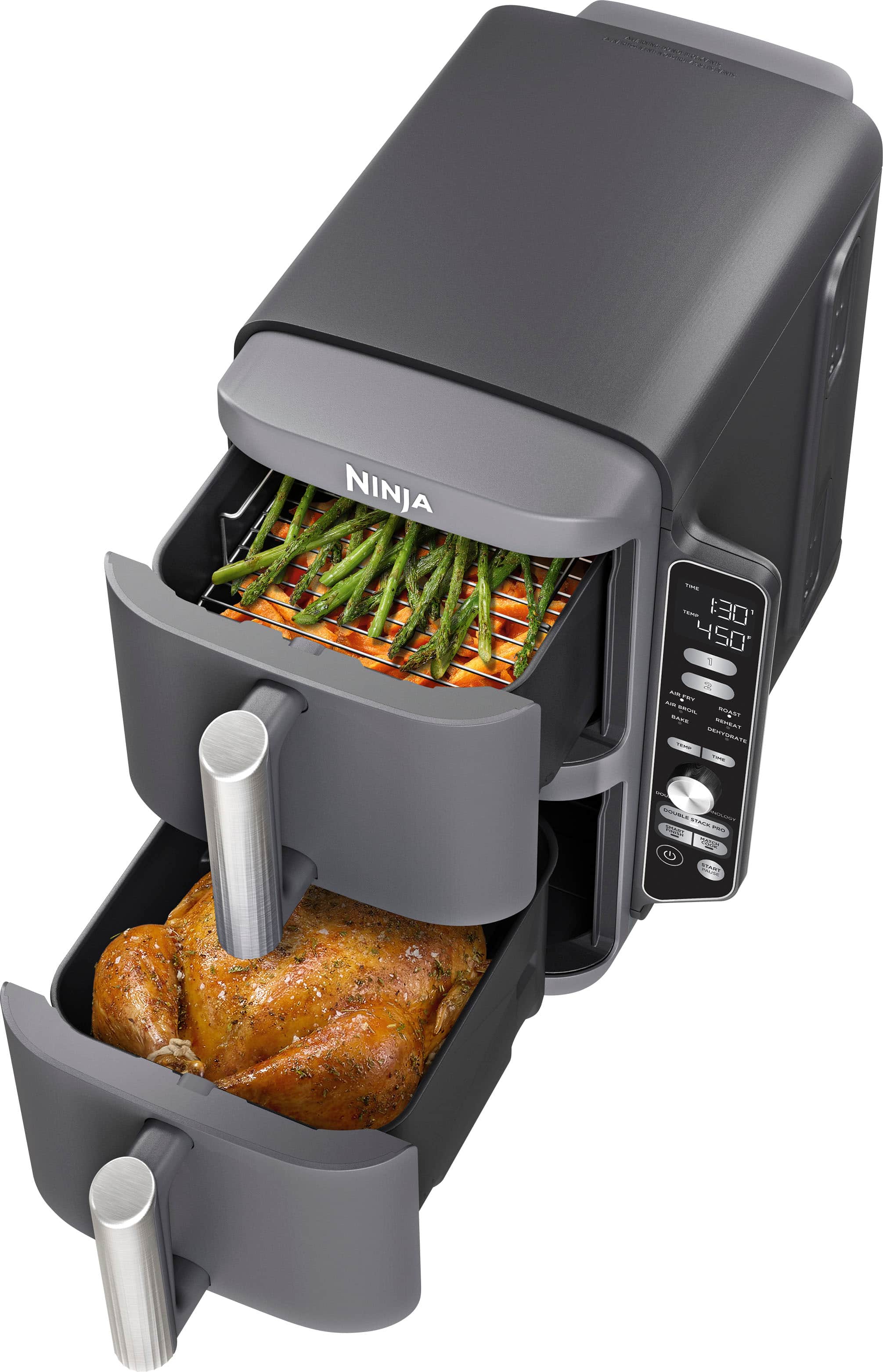 Ninja - DoubleStack XL 10 QT, 6-in-1, 2-Basket Air Fryer, Space Saving Design - Gray product image