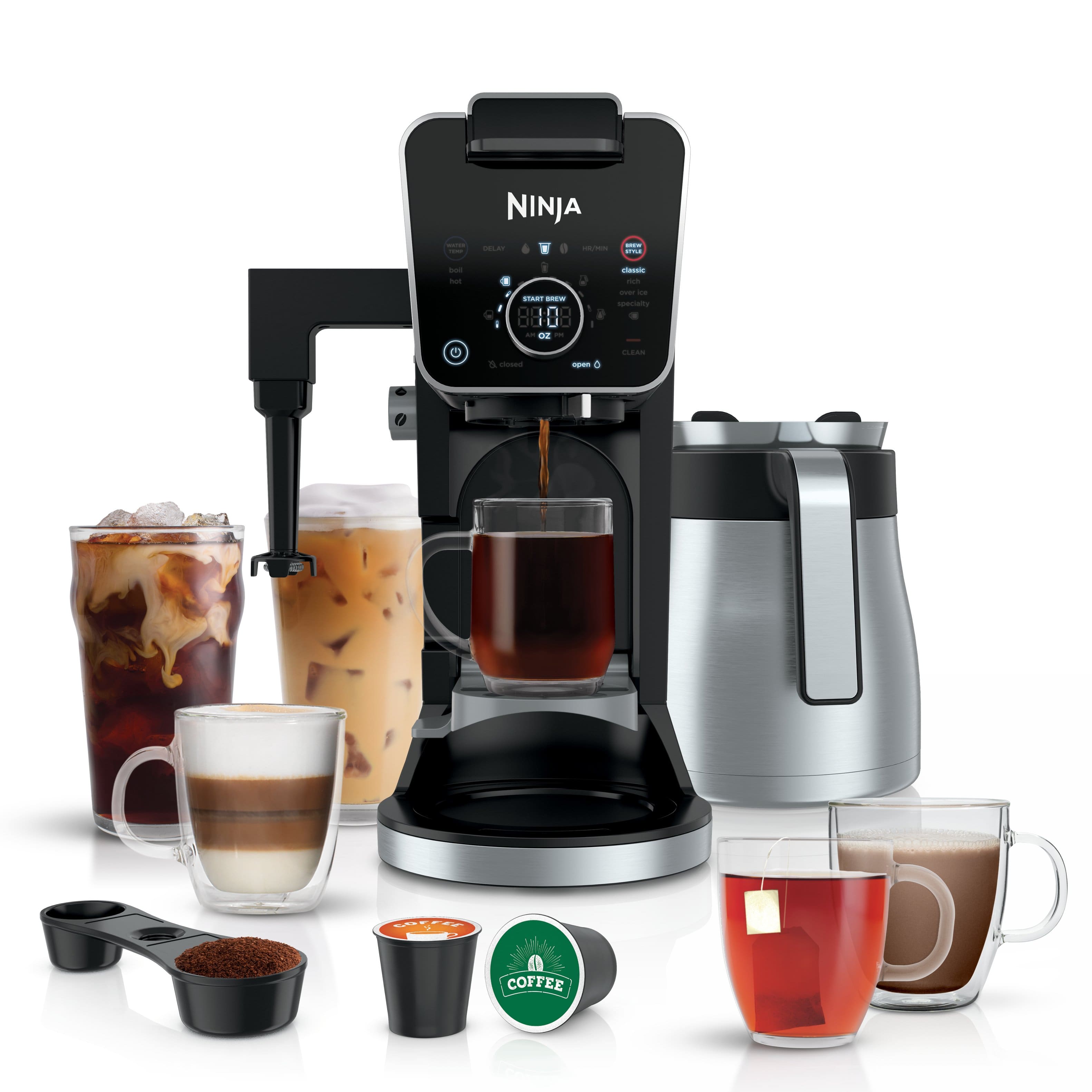 Ninja - DualBrew PRO 12-Cup Specialty Coffee System with Thermal Carafe, K-Cup Compatible, Hot Water System & Frother - Blac…