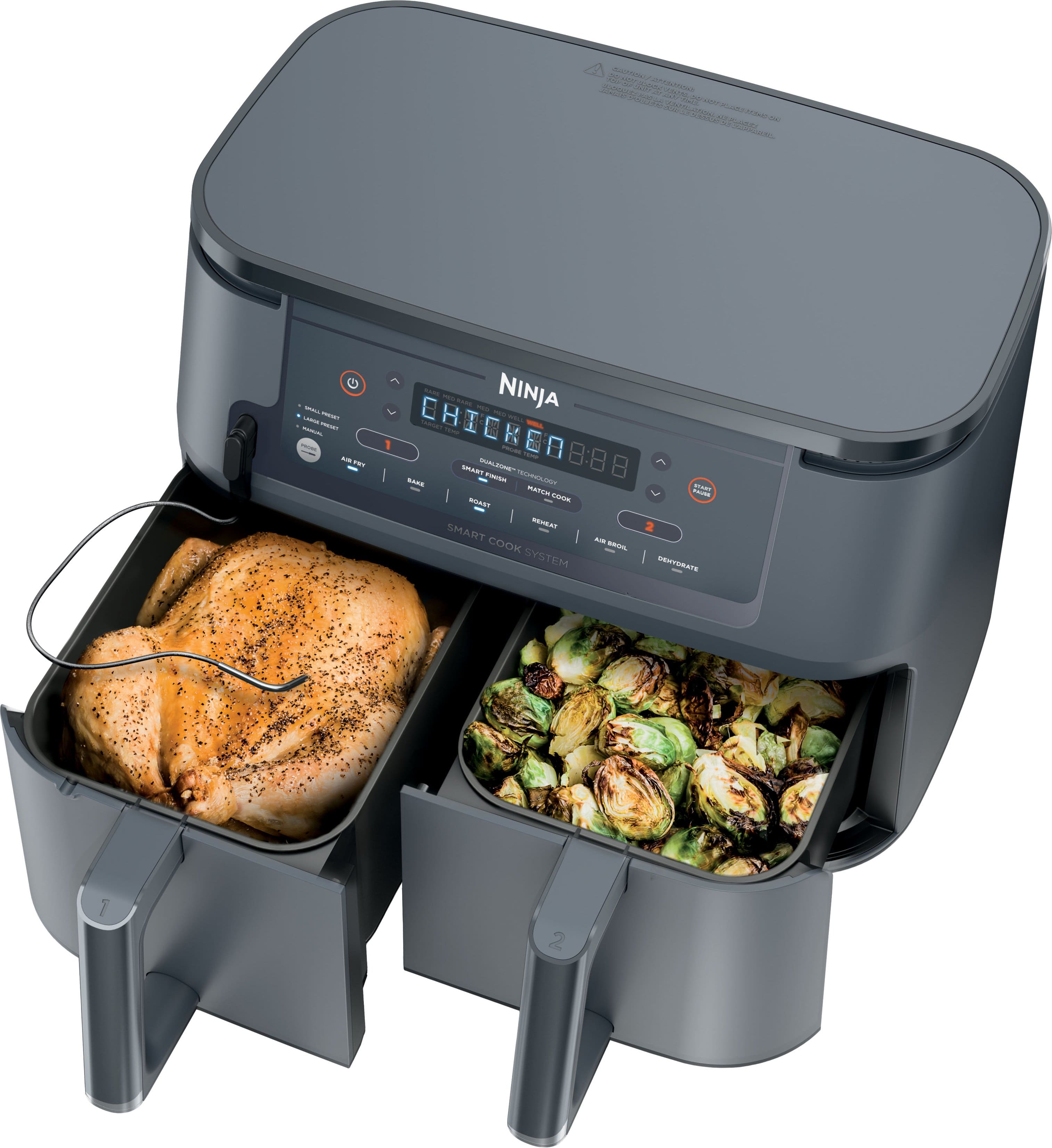 Ninja - Foodi 6-in-1 10qt. XL 2Basket Air Fryer with DualZone Technology & Smart Cook System - Cyberspace product image