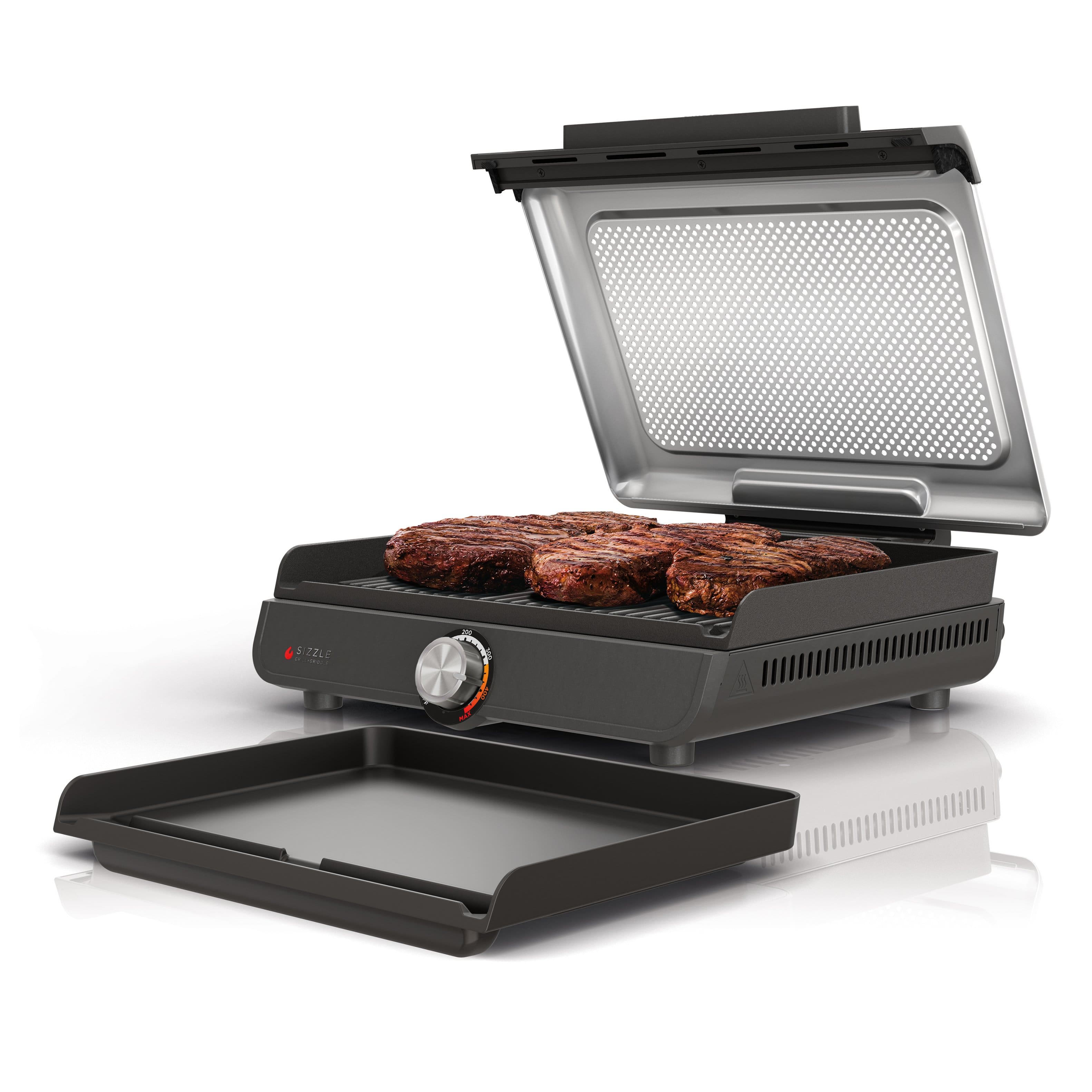 Ninja - Sizzle Countertop Indoor Grill & Griddle with Interchangeable Grill and Griddle Plates - Gray/Silver product image