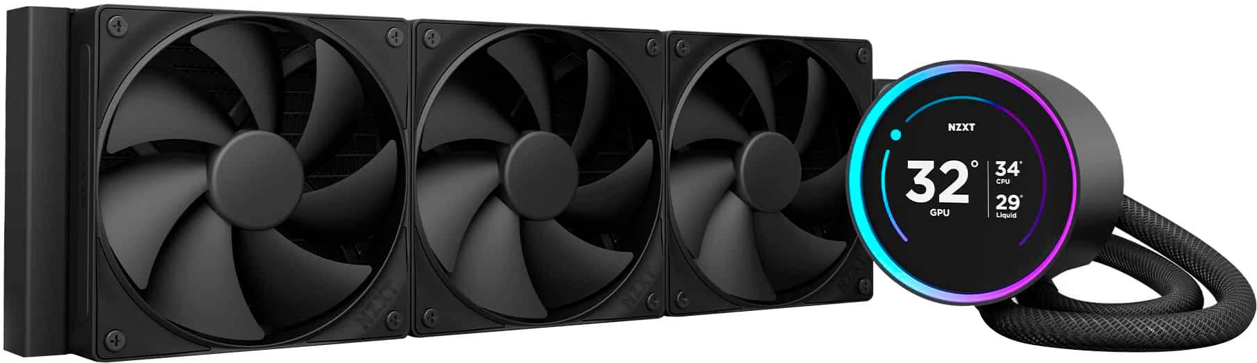 NZXT - Kraken Elite 360mm 2024 Radiator Liquid Cooler (3 x 120mm F Fans) with 2.72" IPS Display - Black product image