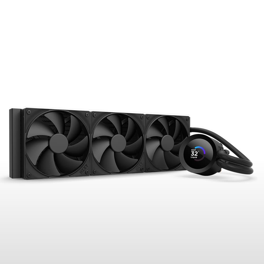 NZXT - Kraken Plus 360mm Radiator CPU Liquid Cooler (3 x 120mm F120P Fans) with 1.54" Square LCD - Black product image