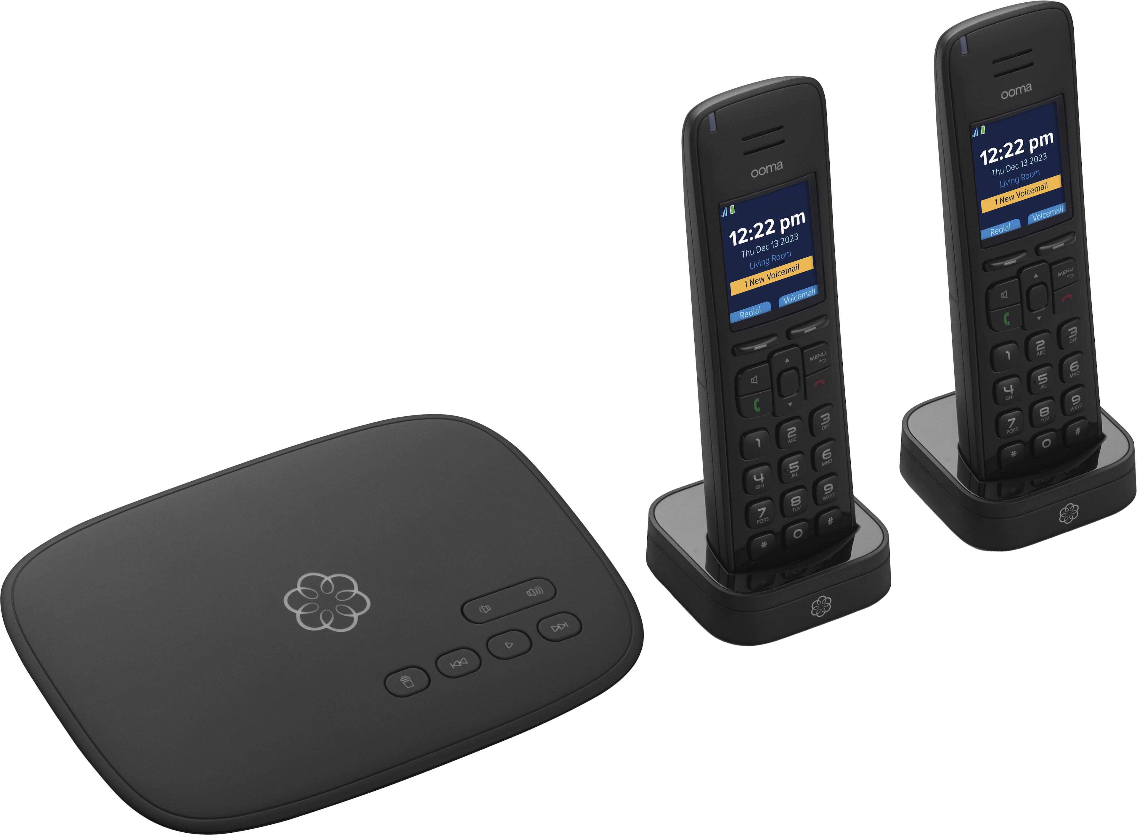 Ooma - Telo Air 2 Internet Home Phone Service with 2 Cordless Handsets - Black product image