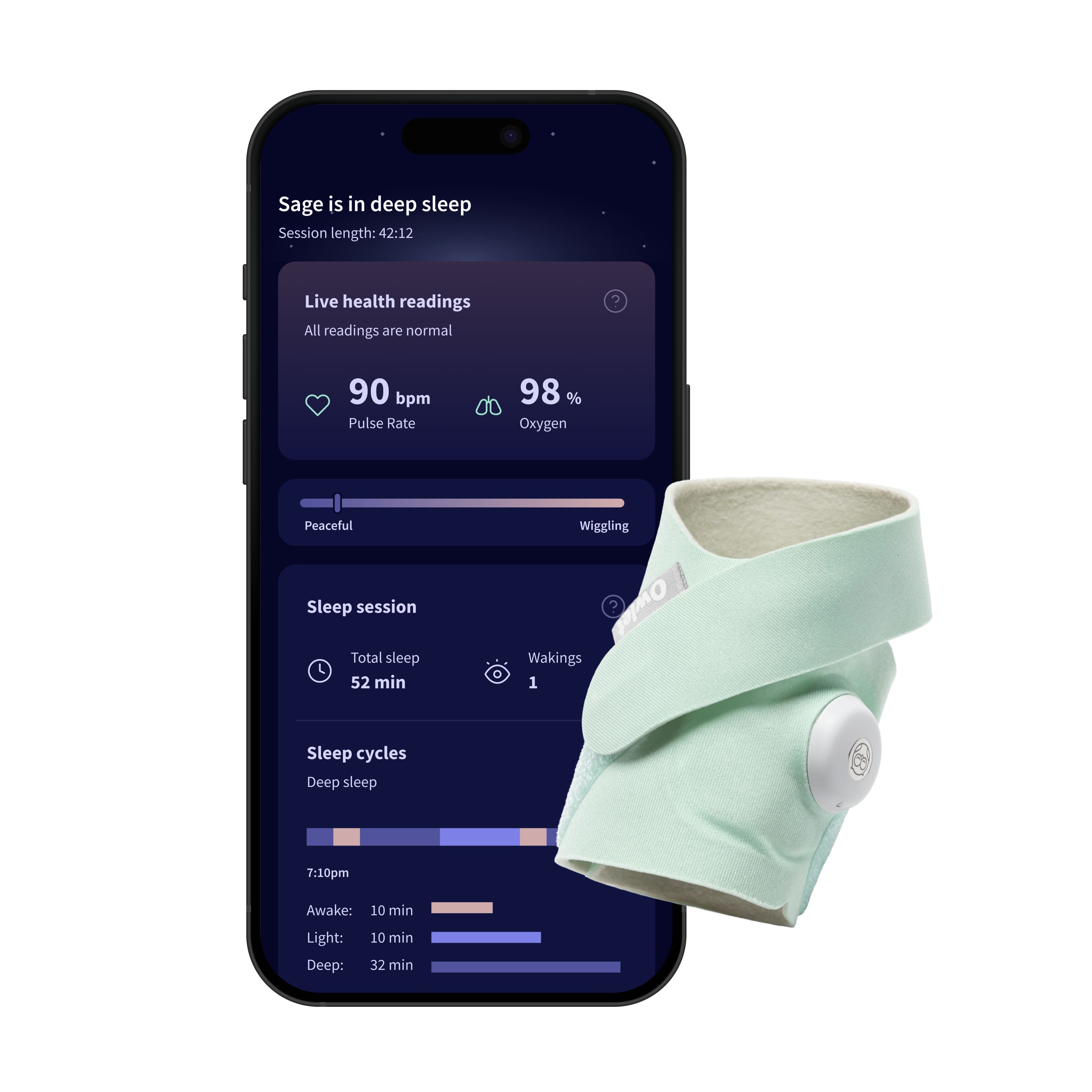 Owlet - Dream Sock - Smart Wearable Baby Monitor with Live Heart Rate & Oxygen Alerts - Dusty Rose product image