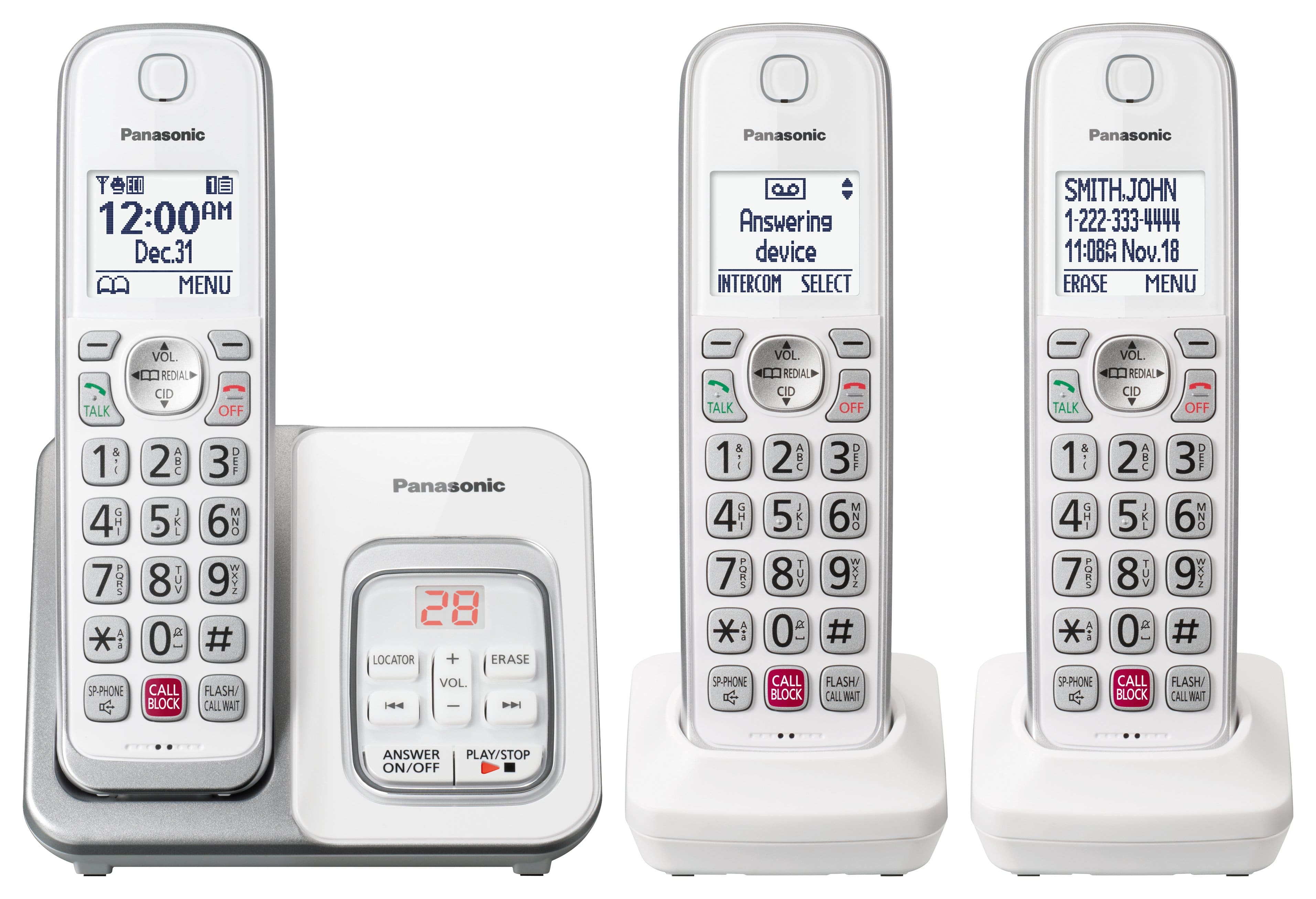 Panasonic - KX-TGD833W DECT 6.0 Expandable Cordless Phone System with Digital Answering System - White product image