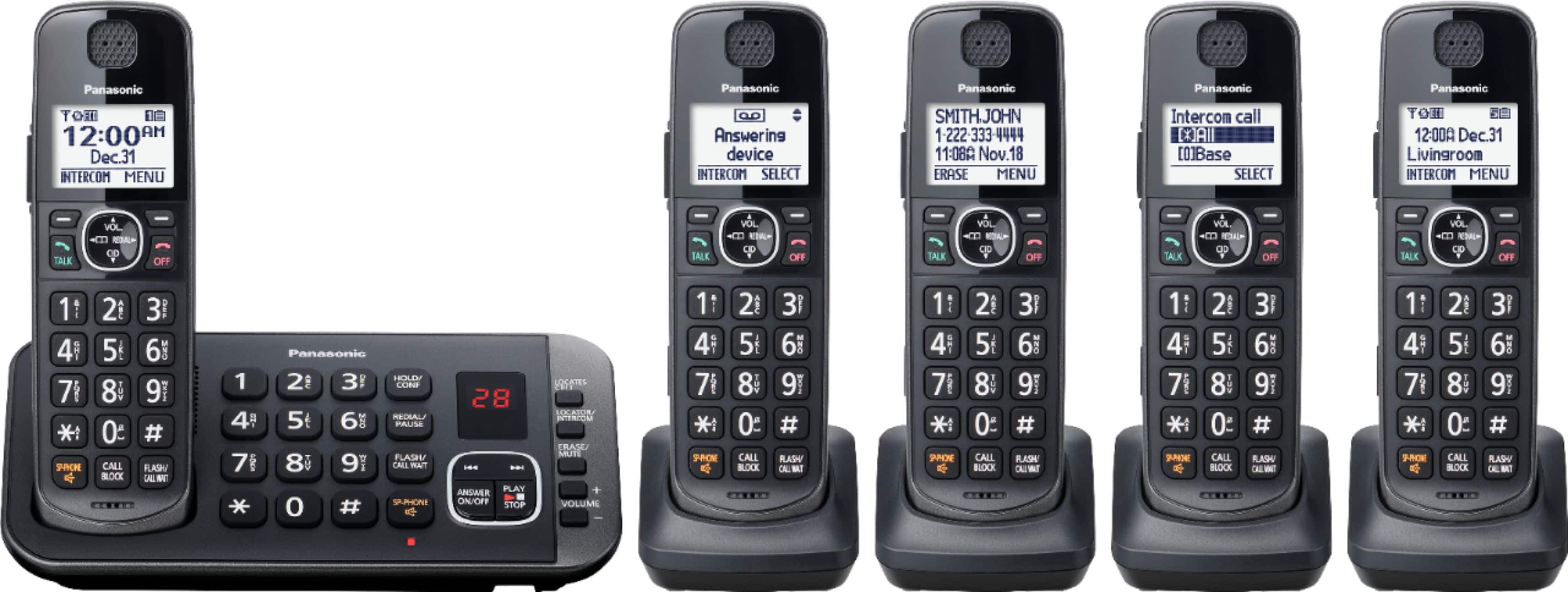Panasonic - KX-TGE645M DECT 6.0 Expandable Cordless Phone System with Digital Answering System - Metallic Black product image