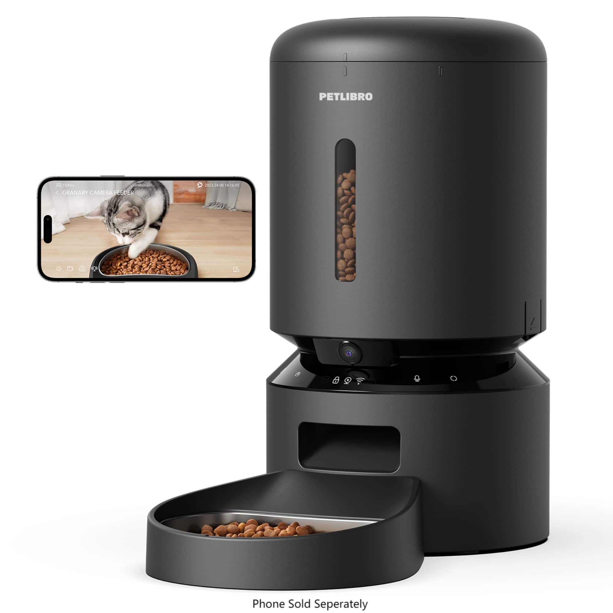 PETLIBRO - Granary WiFi Stainless Steel 5L Automatic Dog and Cat Feeder with Camera Monitoring - Black product image