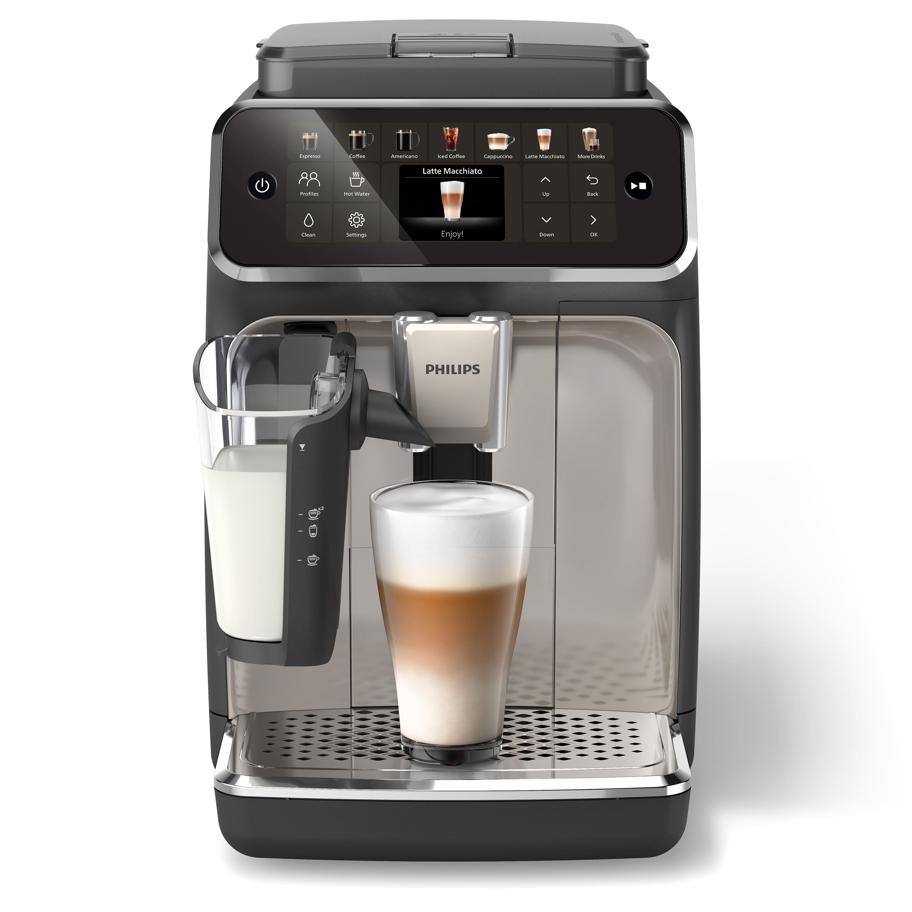 Philips - 4400 Fully Automatic Espresso and Coffee Machine with LatteGo Milk Frother, Black and Chrome - Black/Silver produc…