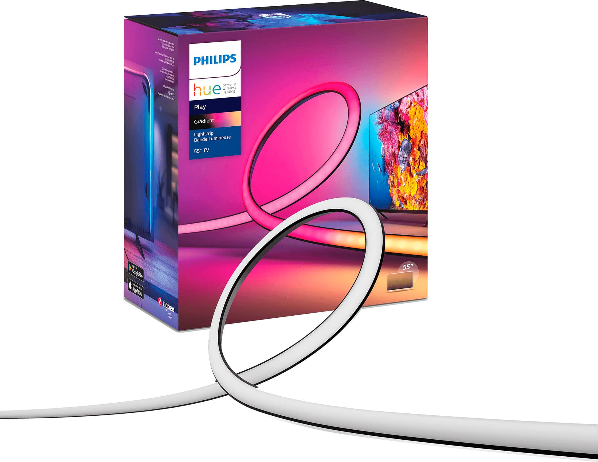 Philips - Geek Squad Certified Refurbished Hue Play Gradient Lightstrip 55" - White product image