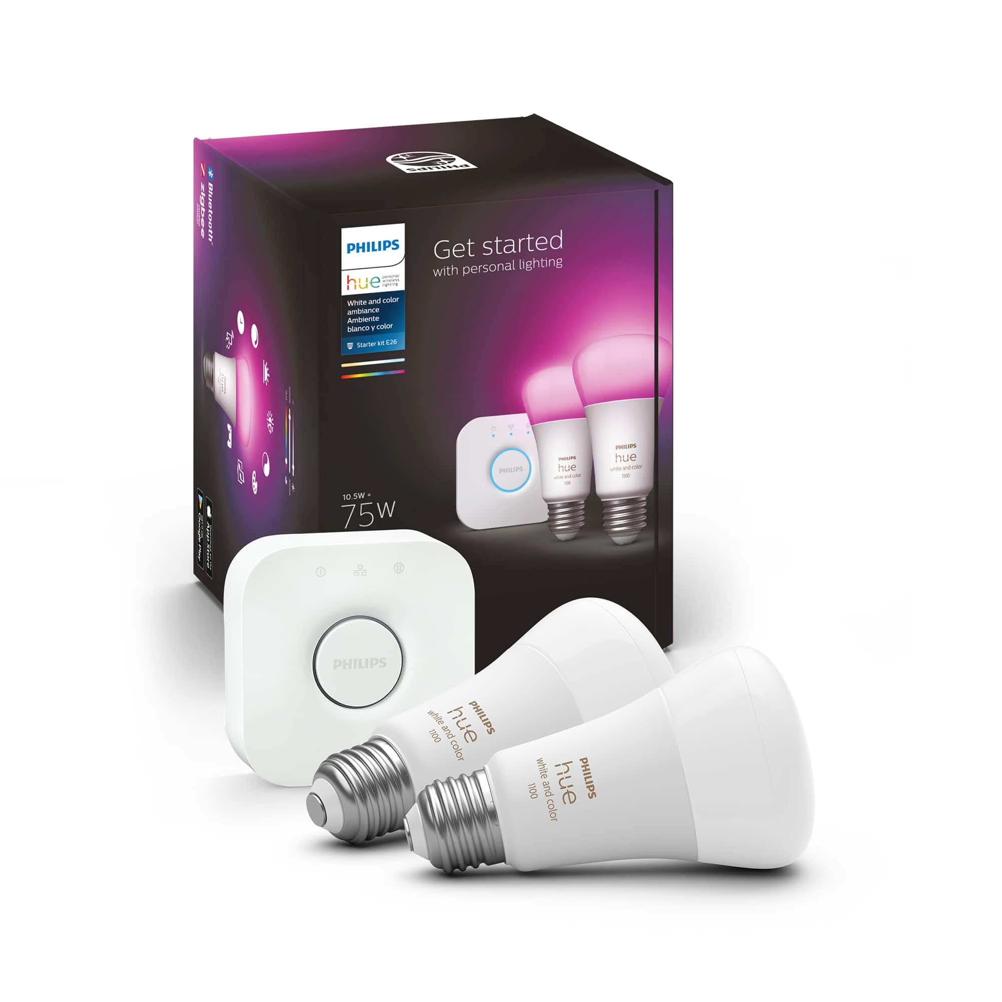Philips - Hue Color A19 Smart LED Bulb Starter Kit - White and Color Ambiance product image