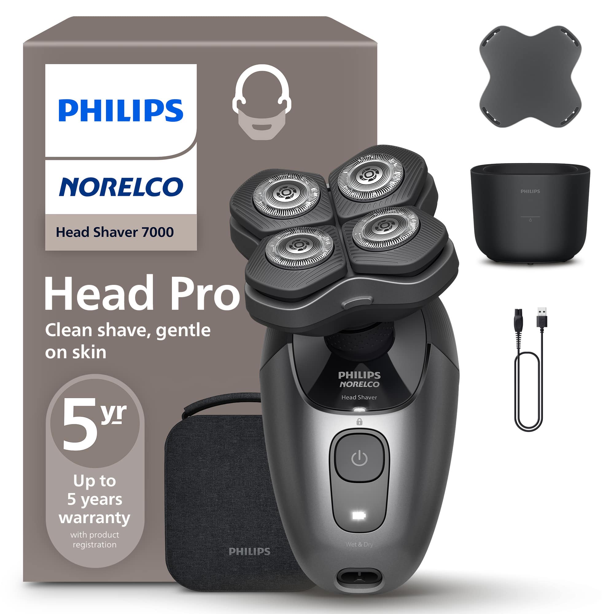 Philips Norelco - Head Shaver Pro 7000, HS7980/40 - Black Metallic product image