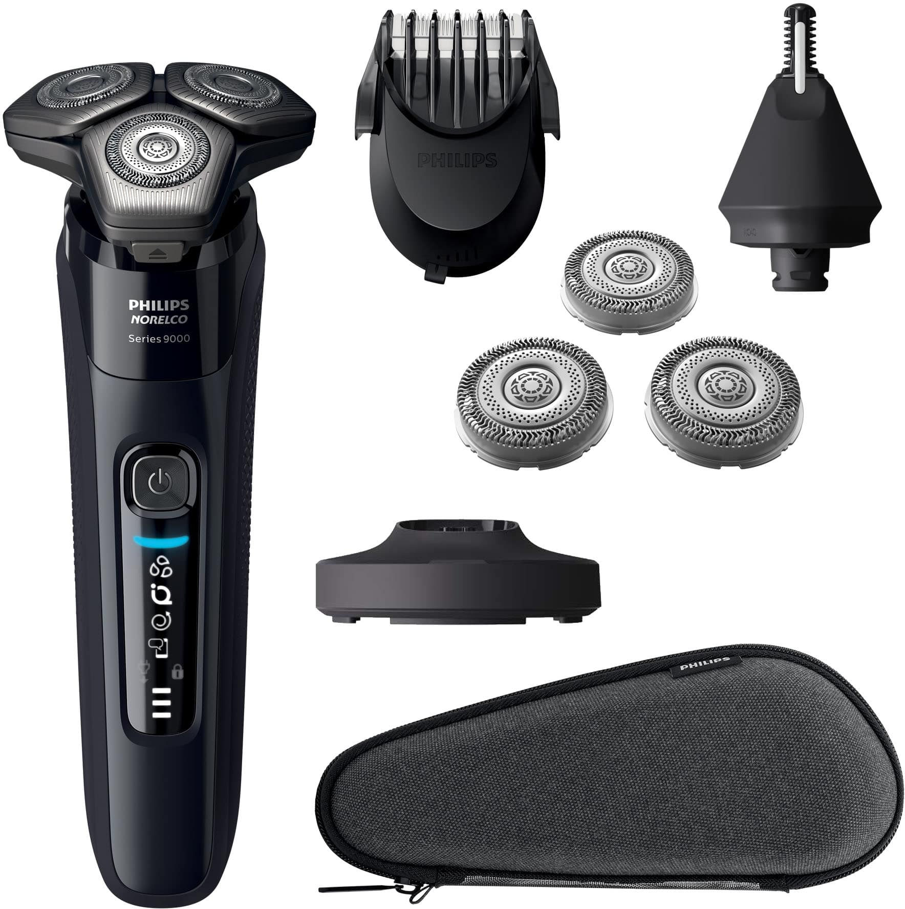 Philips Norelco - Rechargeable Electric Shaver 9600 with Extra Shave Heads Included S9507/87 - Black product image