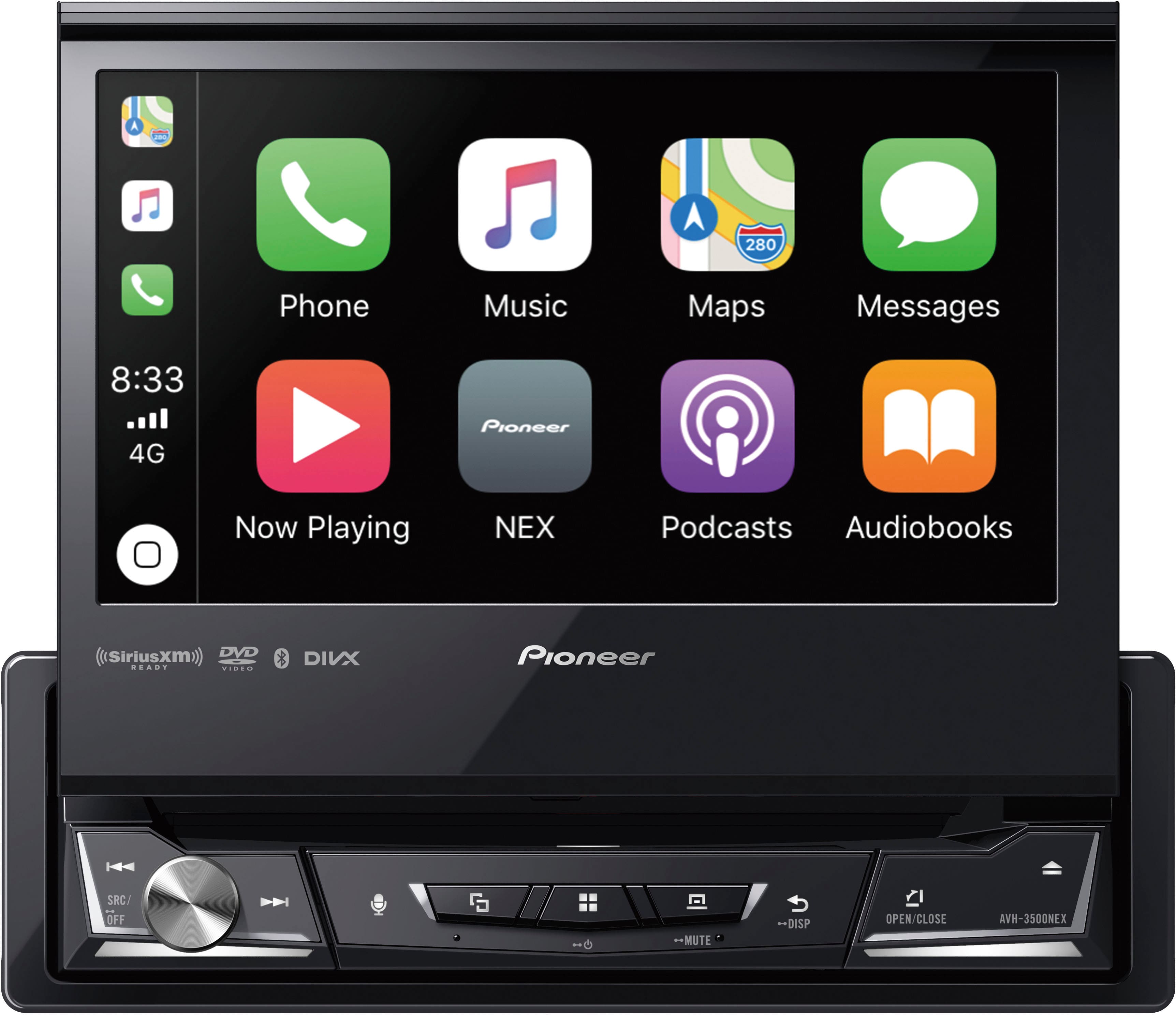 Pioneer - 7" Motorized Android Auto and Apple CarPlay Bluetooth Digital Media (DM) Receiver - Black product image