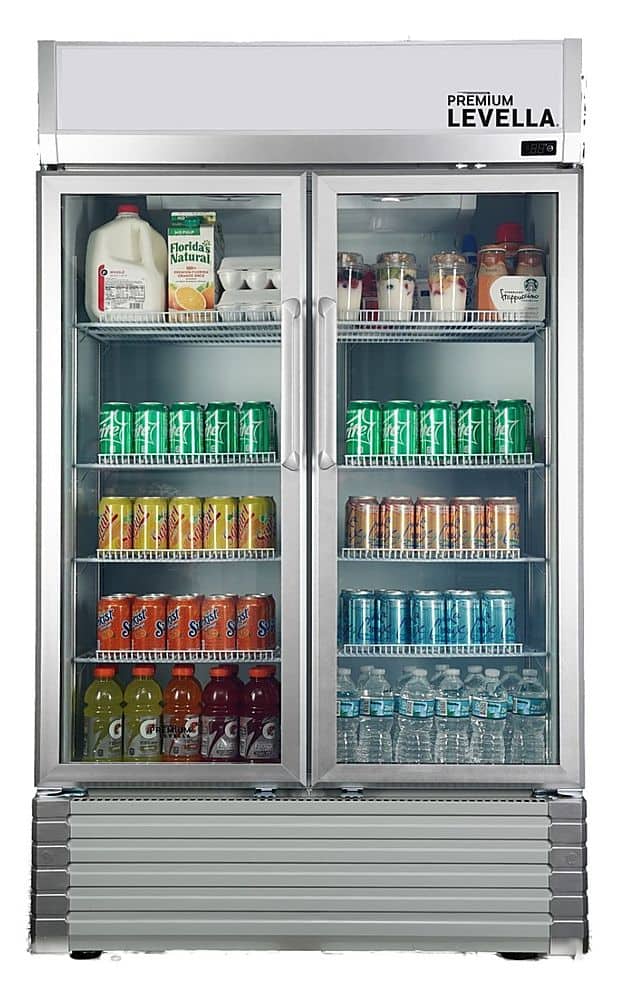 Premium Levella - 16.0 cu. ft. 2-Door Commercial Merchandiser Refrigerator Glass-Door Beverage Display Cooler - Silver produ…