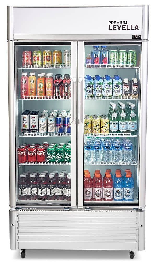 Premium Levella - 18.0 cu. ft. 2-Door Commercial Merchandiser Refrigerator Glass-Door Beverage Display Cooler - Silver produ…