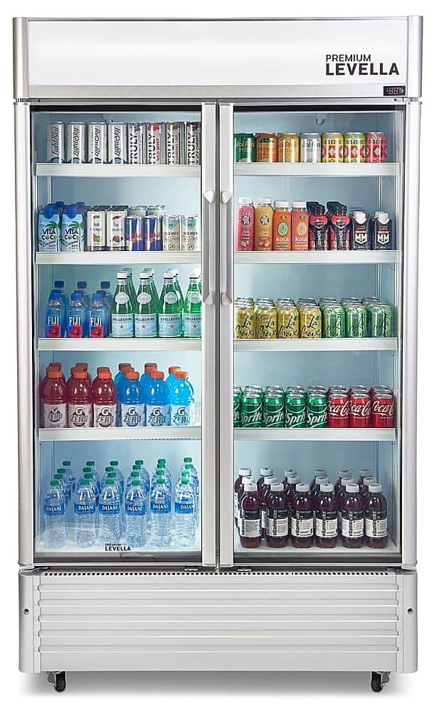 Premium Levella - 29.0 cu. ft. 2-Door Commercial Merchandiser Refrigerator Glass-Door Beverage Display Cooler - Stainless St…