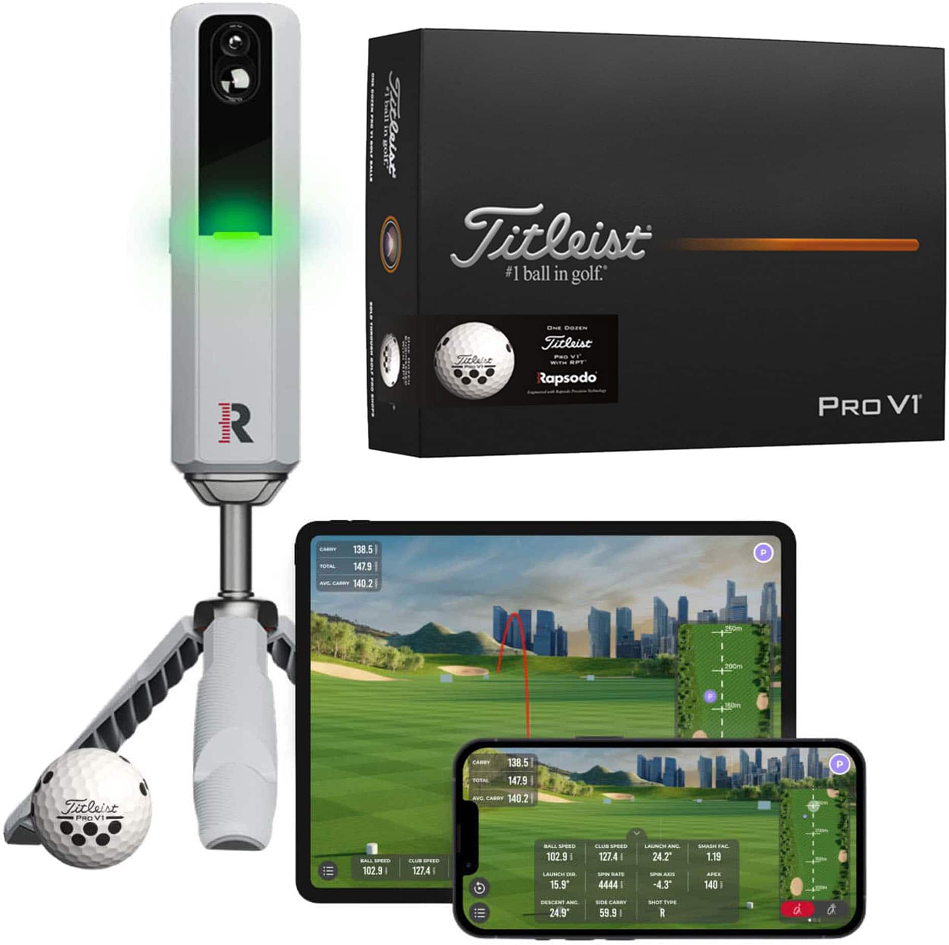 Rapsodo - MLM2PRO Golf Launch Monitor w/ (12) Titleist 2025 Pro V1 Golf Balls - Silver product image