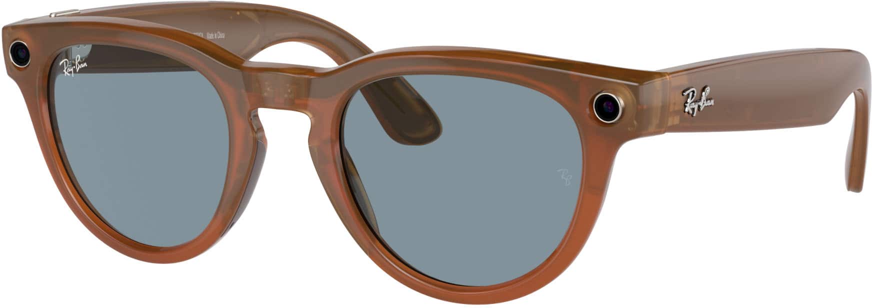 Ray-Ban Meta - Headliner (Gen 1) Smart Glasses with Meta AI, Audio, Photo, Video Compatibility - Blue Lenses - Shiny Caramel…