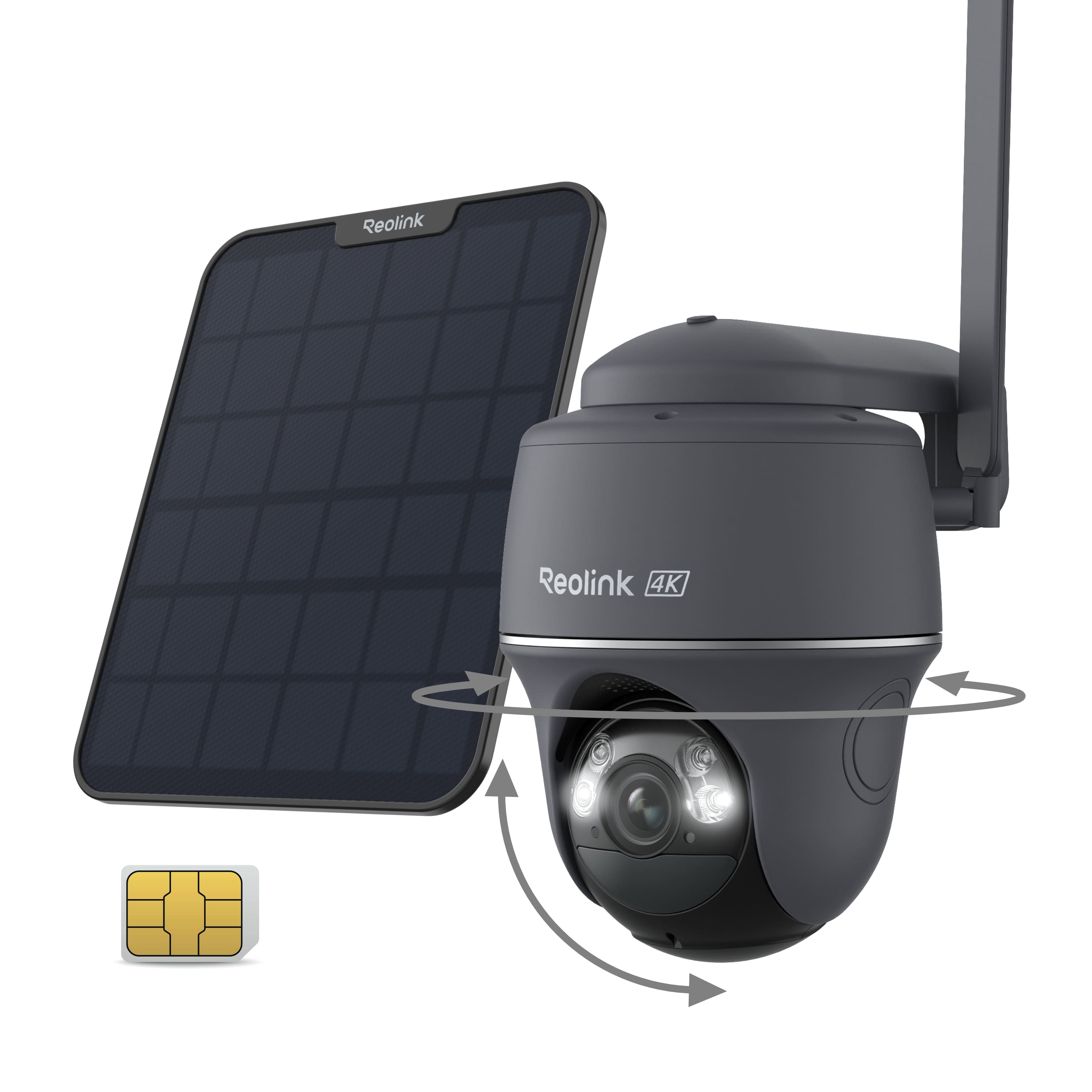 Reolink - Go Series G440 4K 8MP Solar Outdoor Wireless 4G LTE Pan Tilt Security Camera with SIM Card - Gray product image