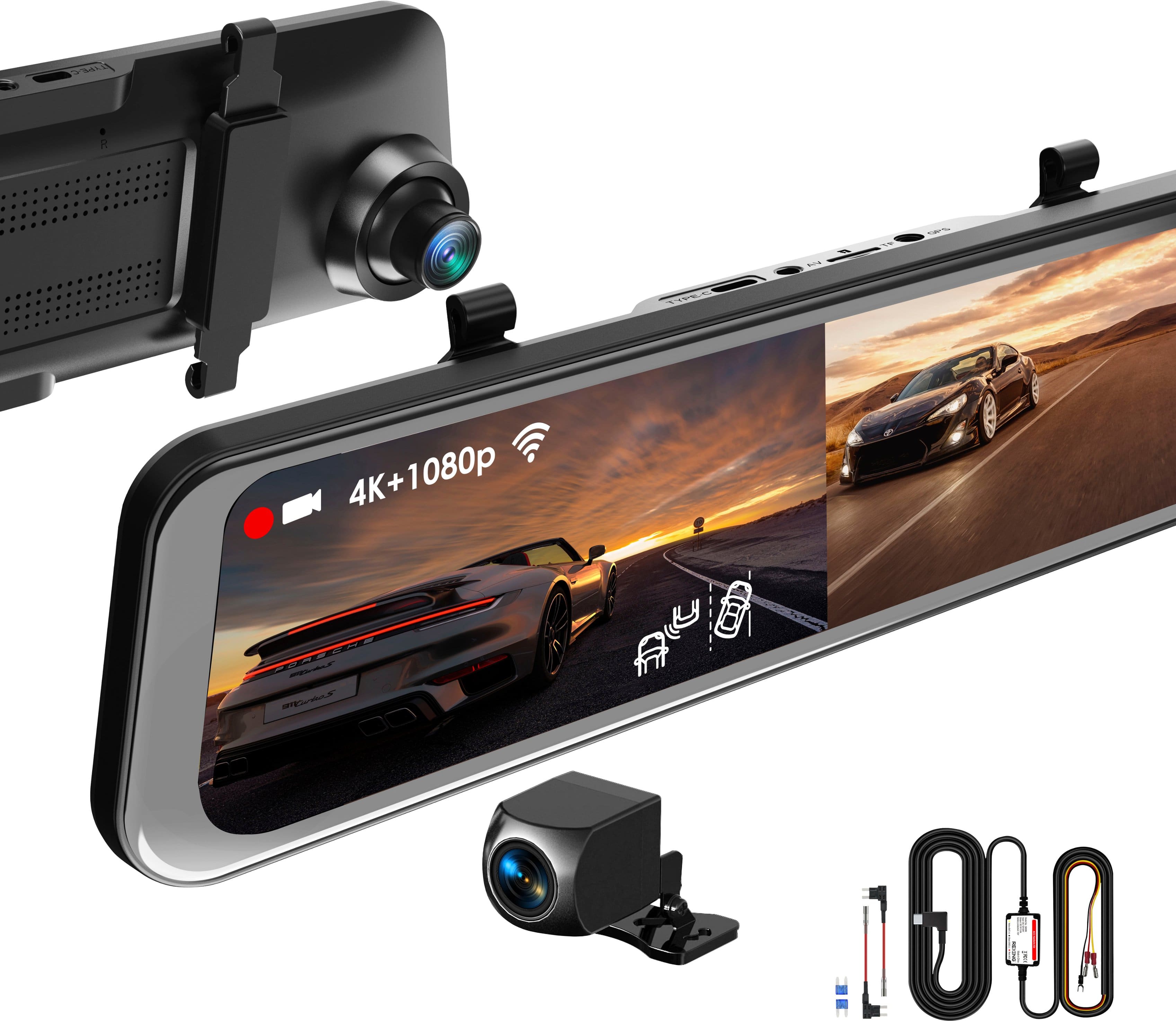 Rexing - M2 Max Pro 4K WiFi GPS Mirror Dash Cam - Black product image