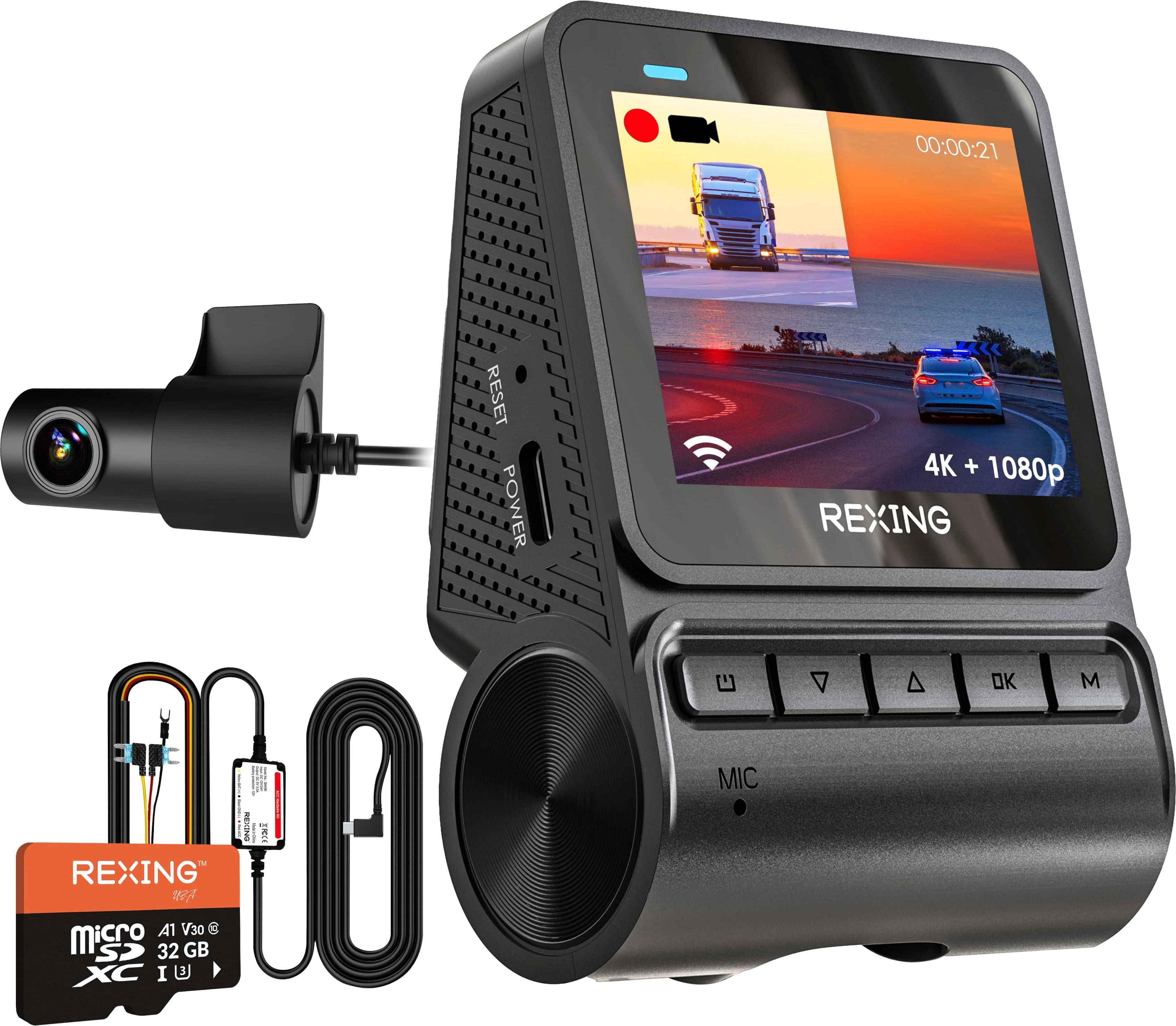 Rexing - V1P Flex X4 4K WiFi Dual Dash Cam - Black product image