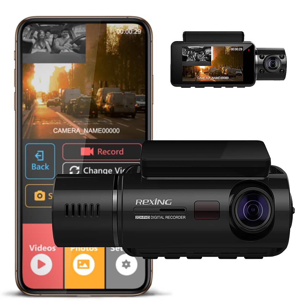 Rexing - V3 Basic Front and Cabin Dash Cam with Wi-Fi - Black product image