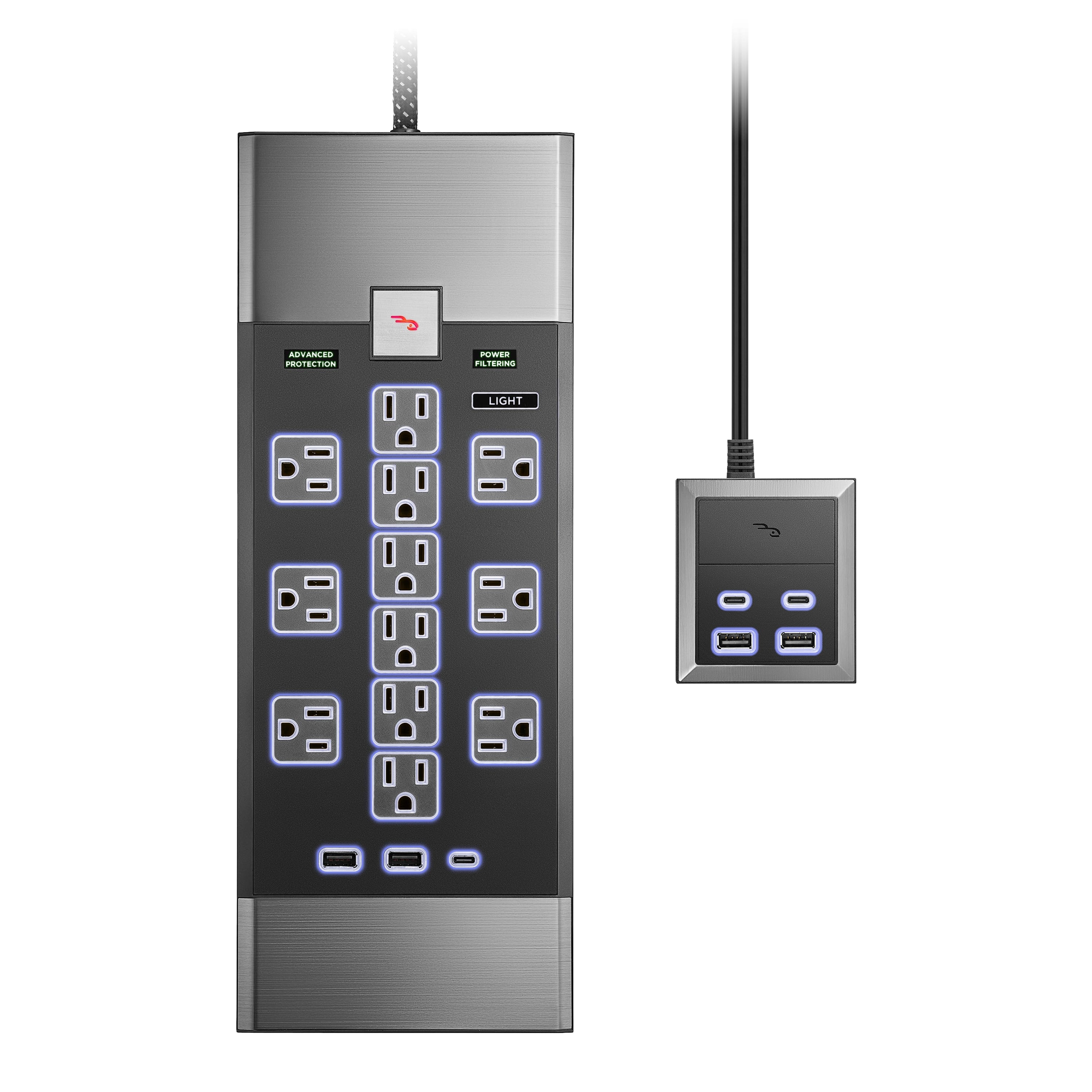Rocketfish™ - 12-Outlet 5,280 Joules Surge Protector with USB and USB-C - Black product image