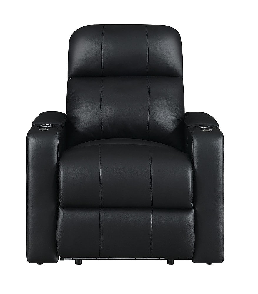 RowOne - Prestige Straight 2-Arm Leather Power Recline Home Theater Seating - Black product image