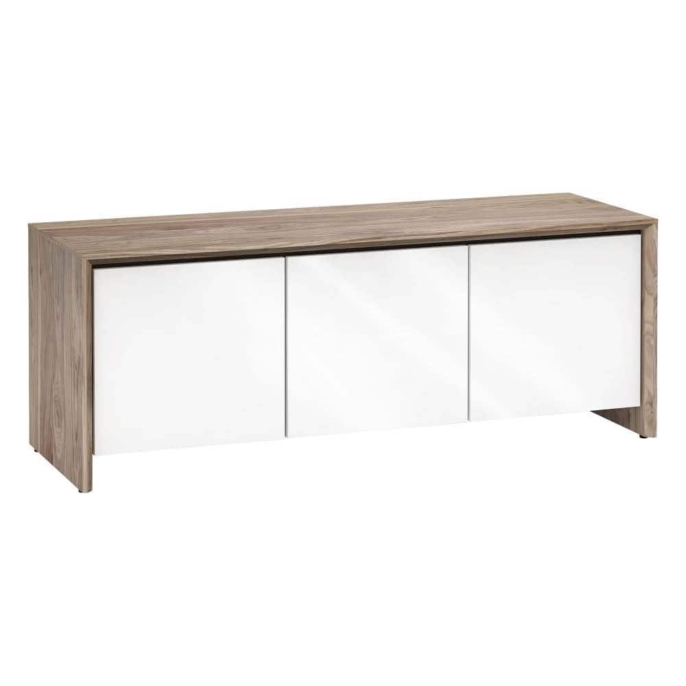 Salamander Designs - Chameleon Barcelona A/V Cabinet for Most Flat-Panel TVs up to 75" - Natural Walnut /Gloss White product…