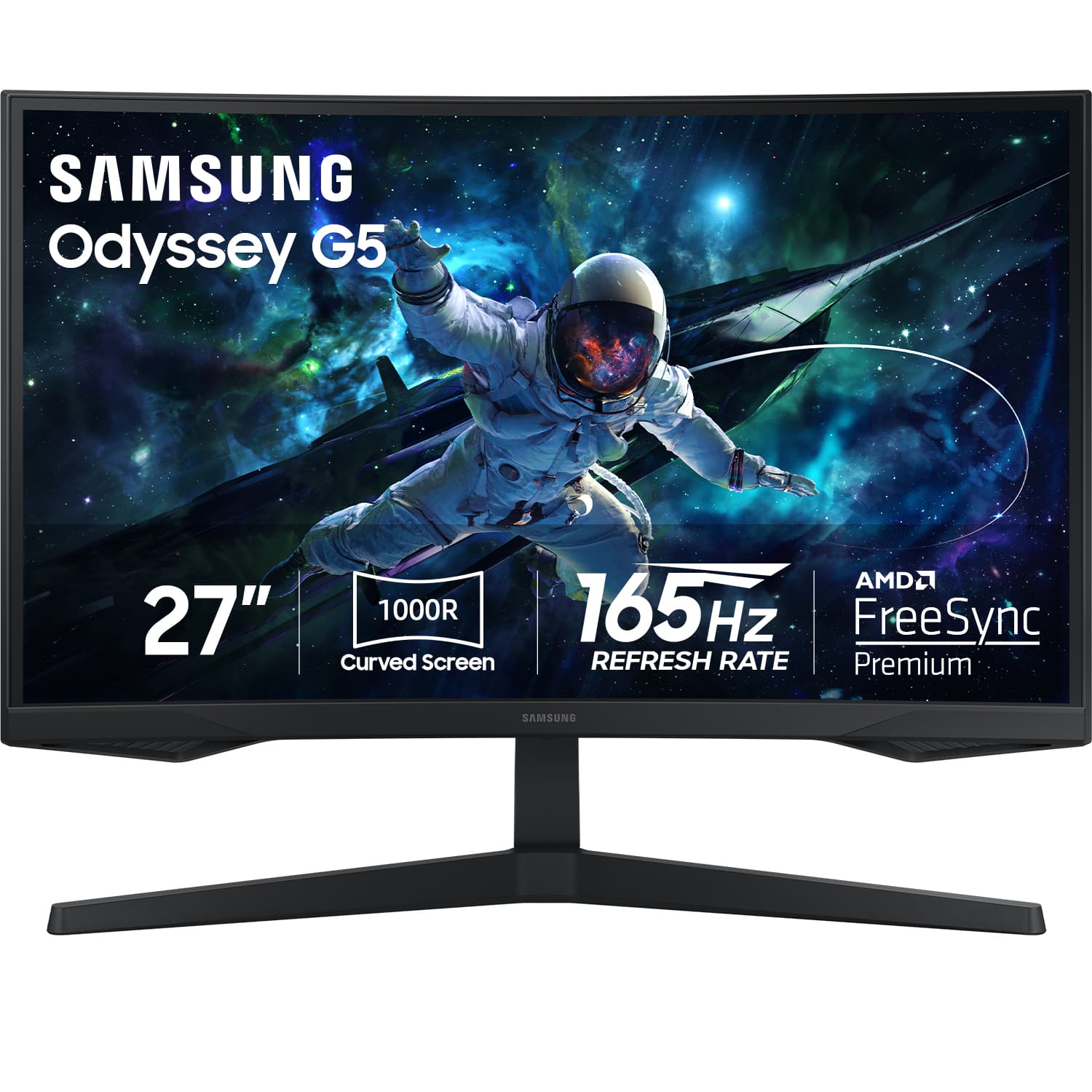 Samsung - 27" Odyssey 1000R Curved QHD 165Hz 1ms AMD FreeSync Gaming Monitor (DP, HDMI) - Black product image