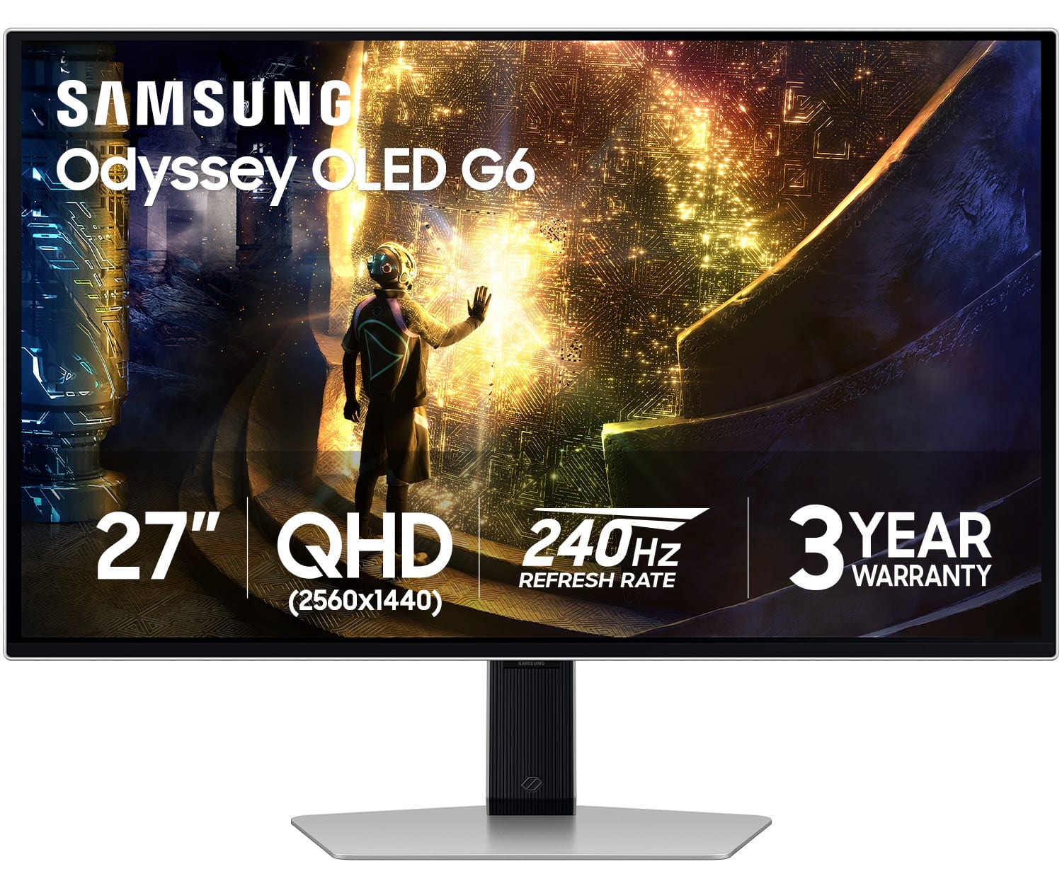 Samsung - 27" Odyssey OLED G6 (G61S) QHD 240Hz 0.03ms FreeSync Premium Pro and G-Sync Compatible Gaming Monitor with HDR - S…