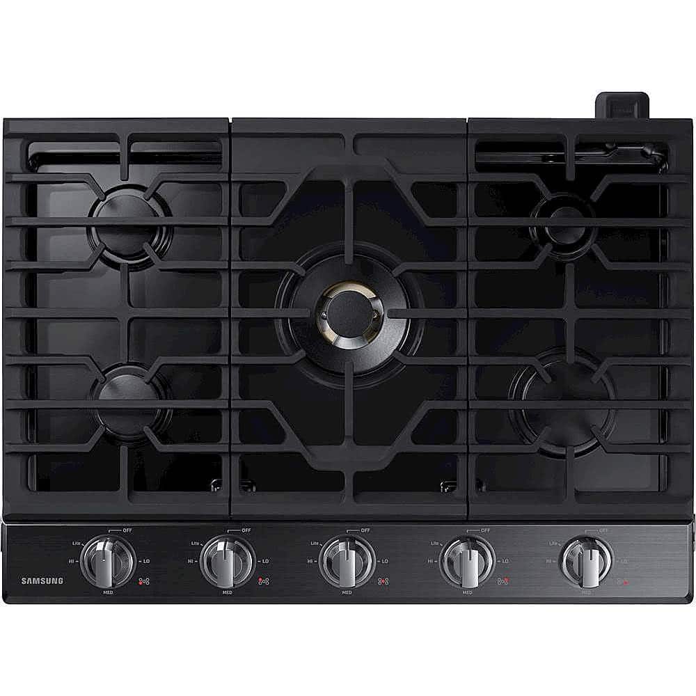 Samsung - 30" Built-In Gas Cooktop with WiFi and Dual Power Brass Burner - Black Stainless Steel product image