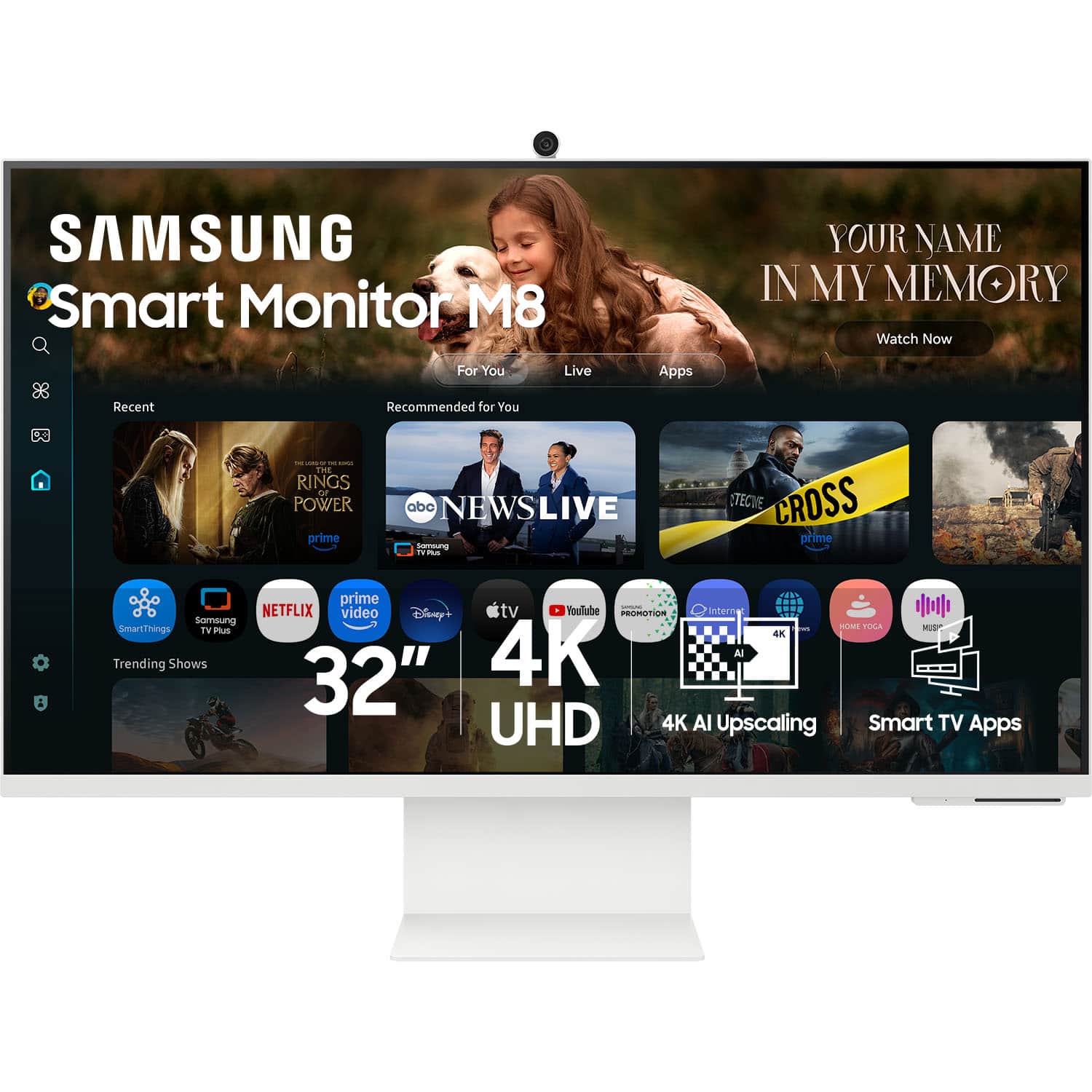 Samsung - 32" M80F 4K UHD Smart Monitor with SamsungVision AI, Built In Speakers, USB-C, Ergonomic Stand and SlimFit Camera…
