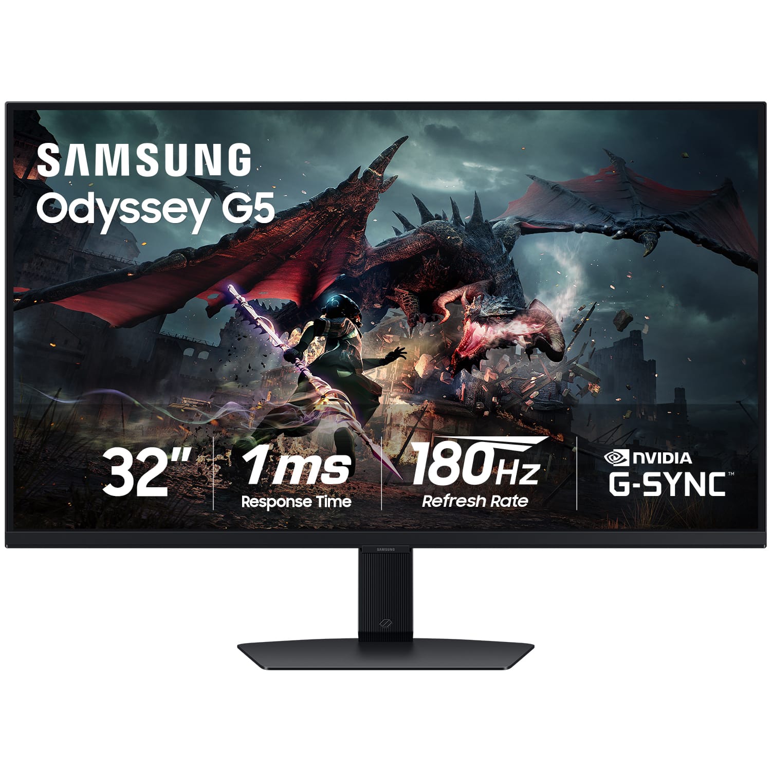 Samsung - 32" Odyssey G50D QHD IPS 180Hz 1ms AMD FreeSync and G-Sync Compatible Gaming Monitor with HDR 400 (DisplayPort, HD…